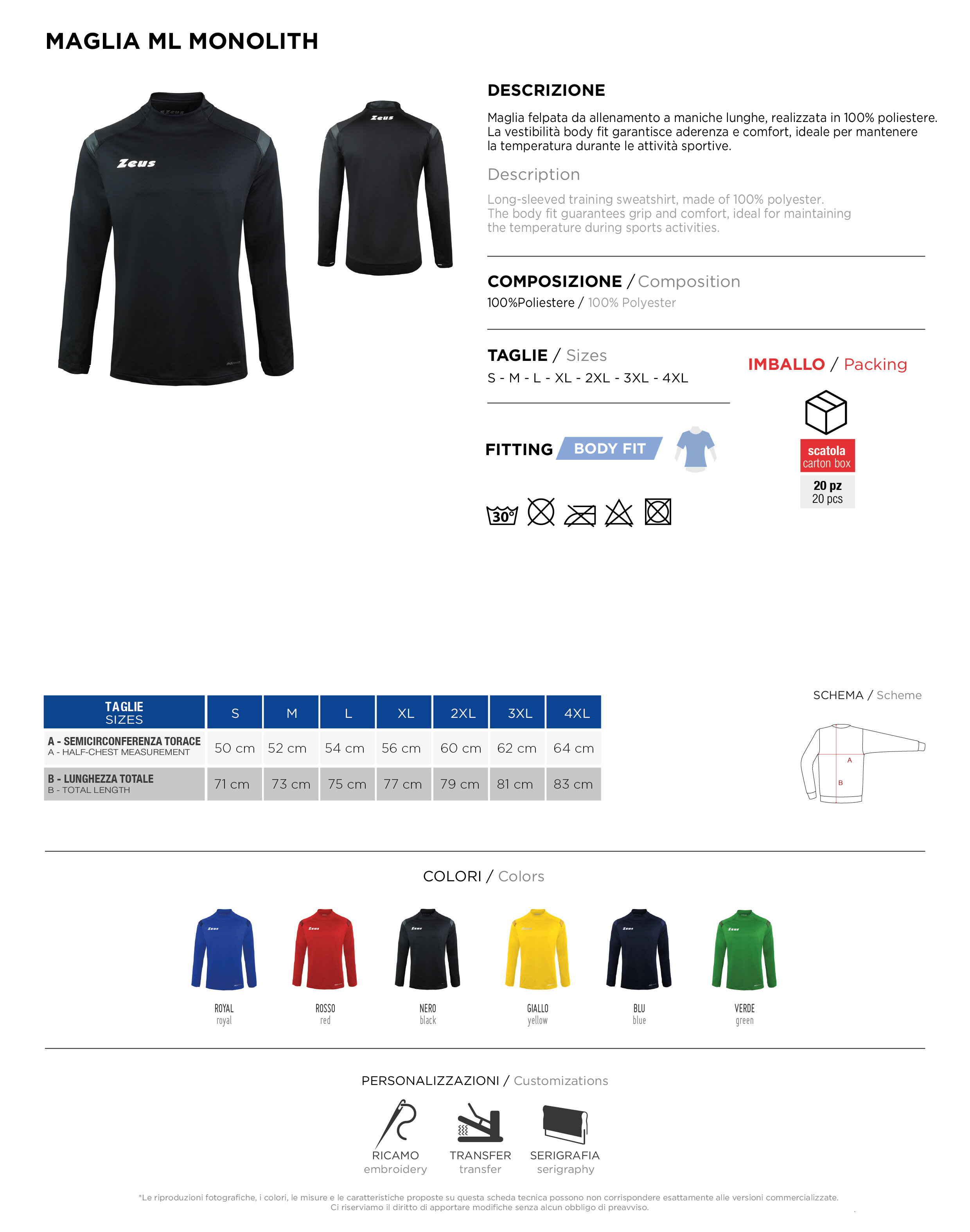 Scheda tecnica – MAGLIA ML MONOLITH