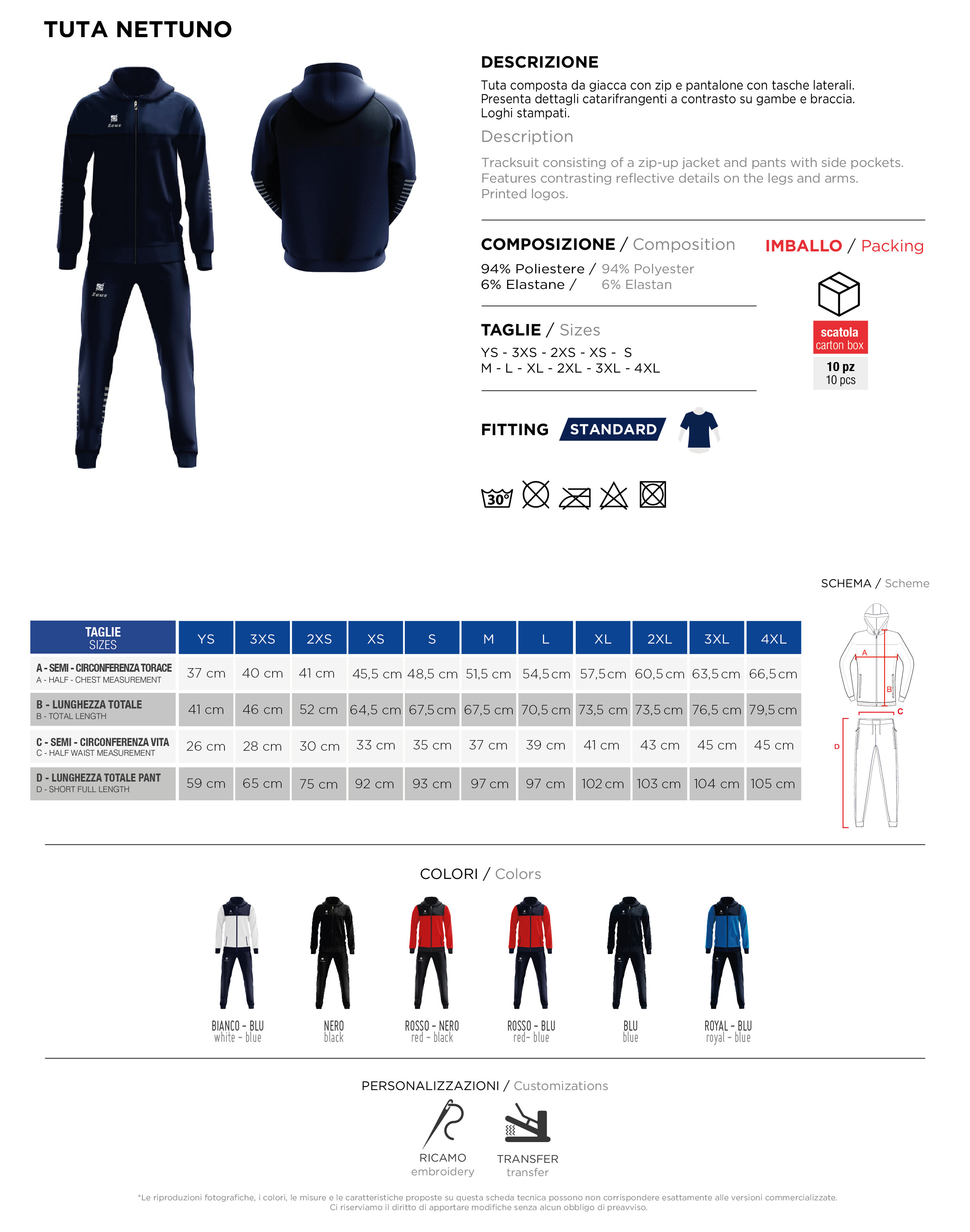 Scheda tecnica – TUTA NETTUNO