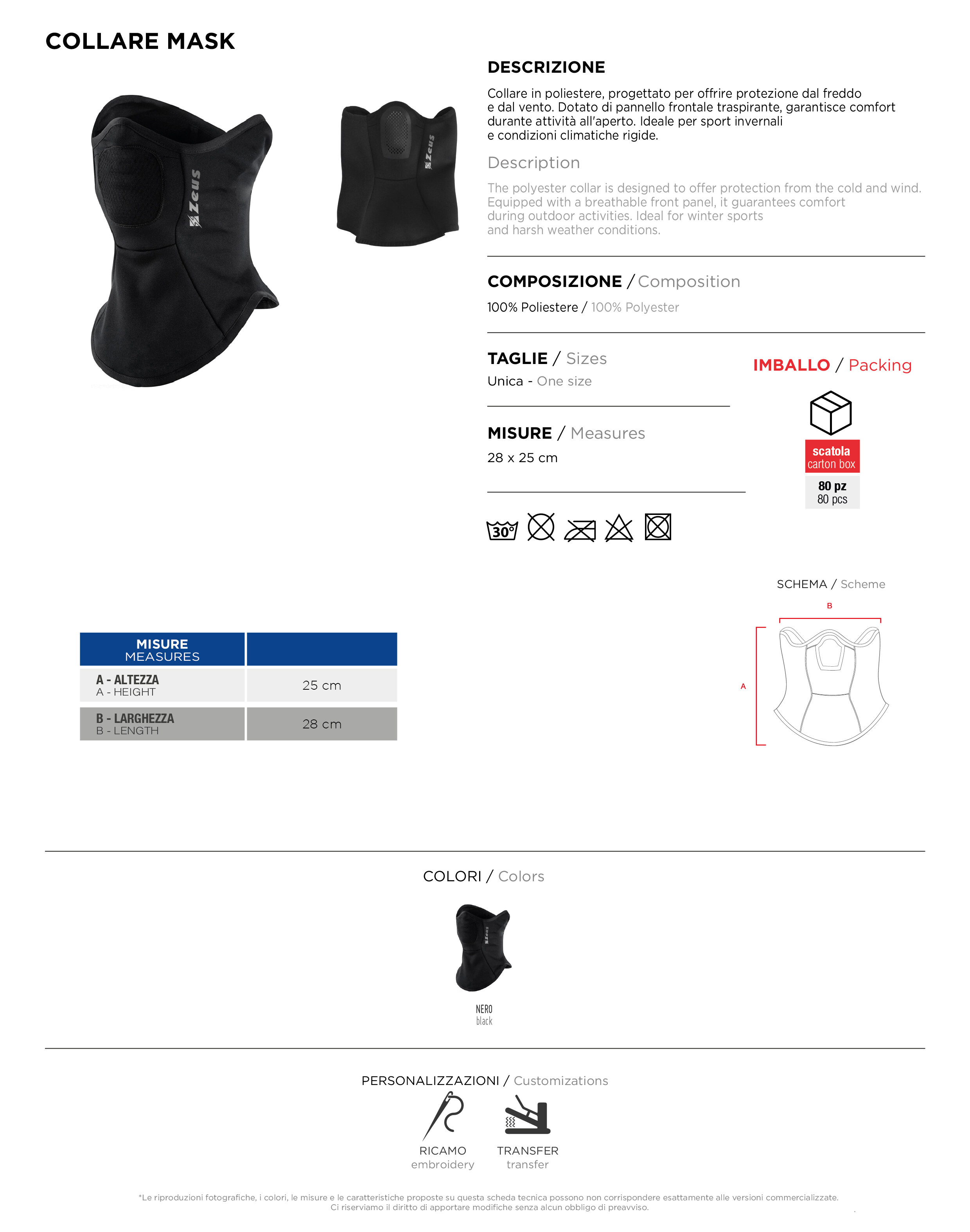 Scheda tecnica – COLLARE MASK