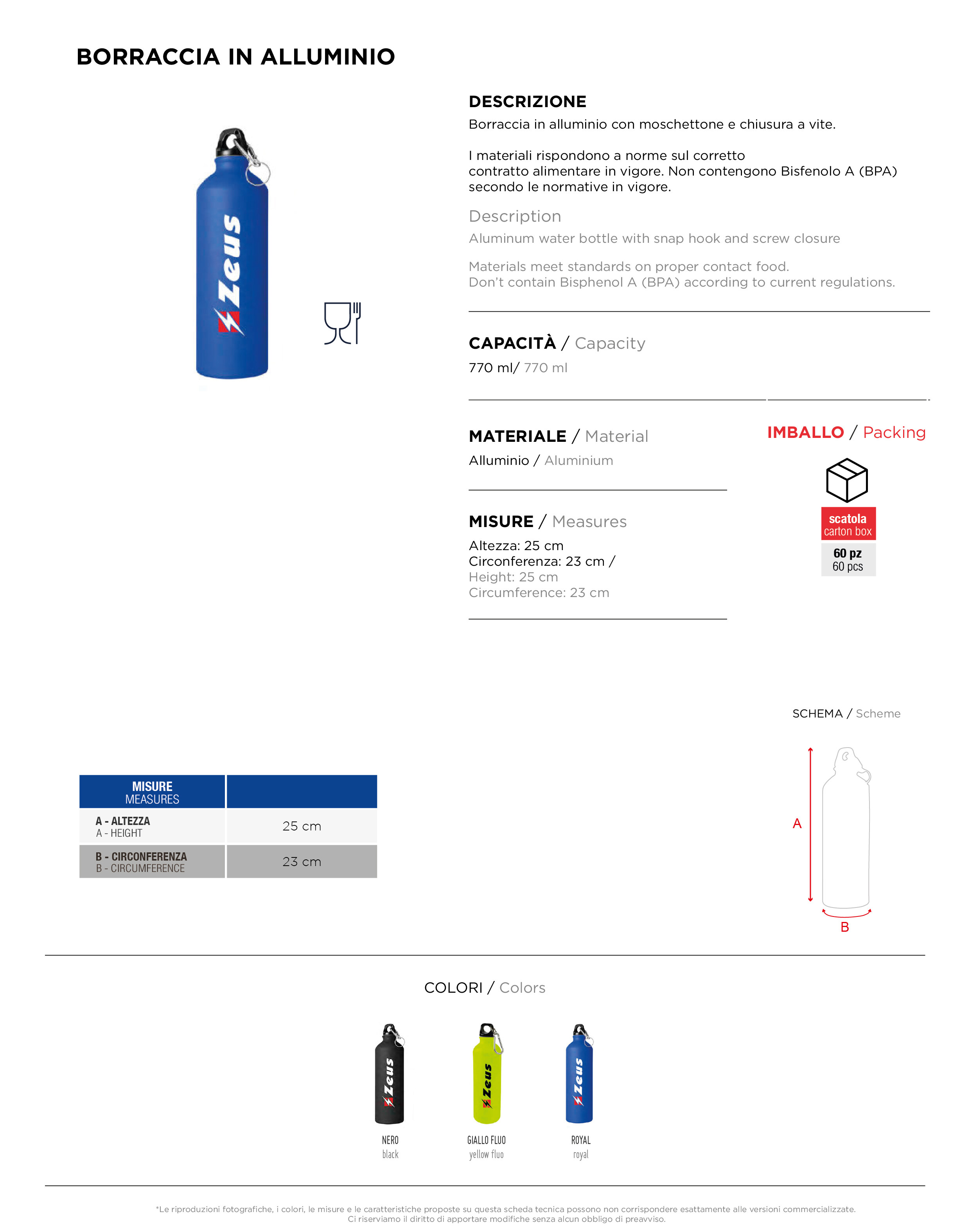 Scheda tecnica – BORRACCIA ALLUMINIO
