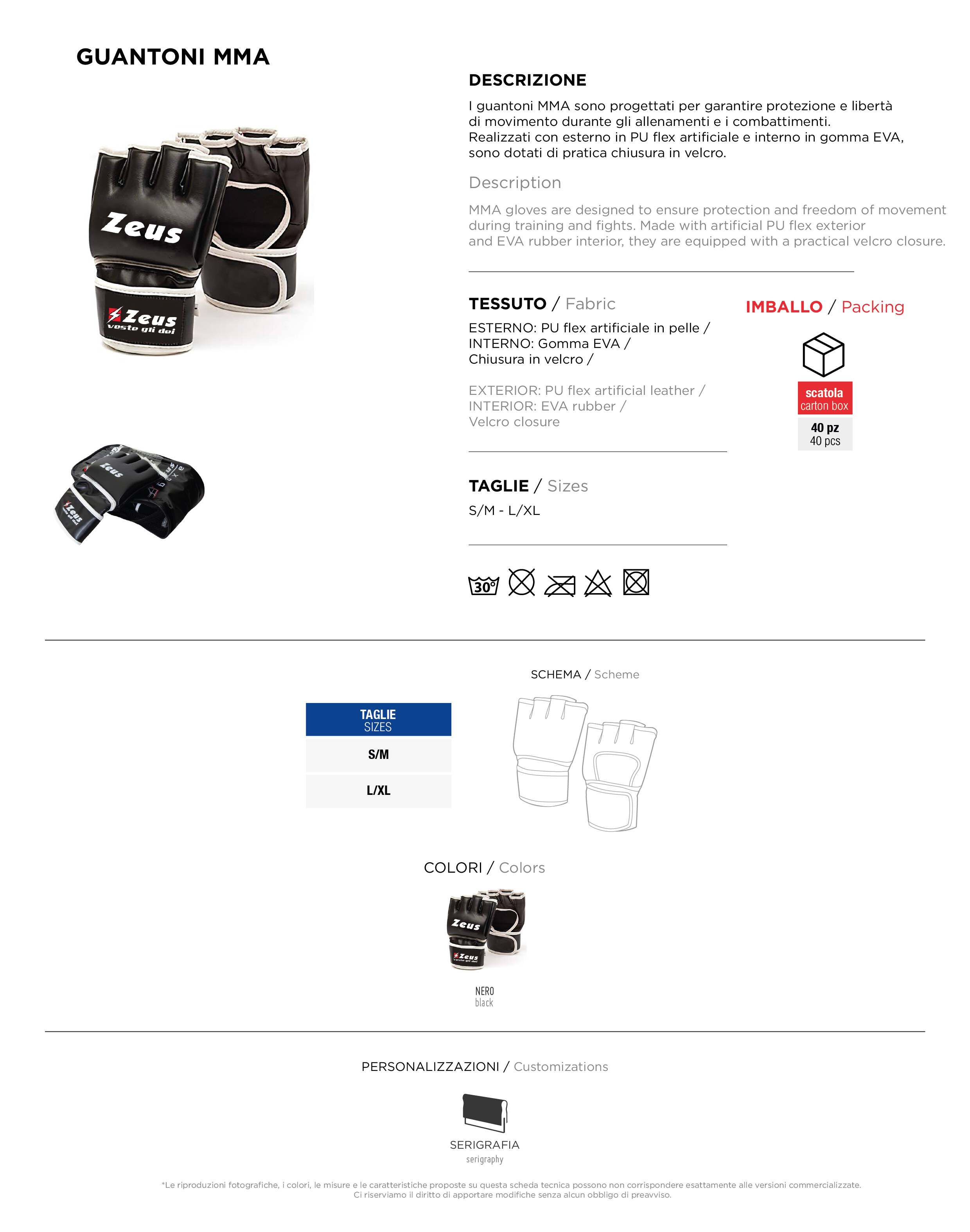 Scheda tecnica – GUANTONI MMA