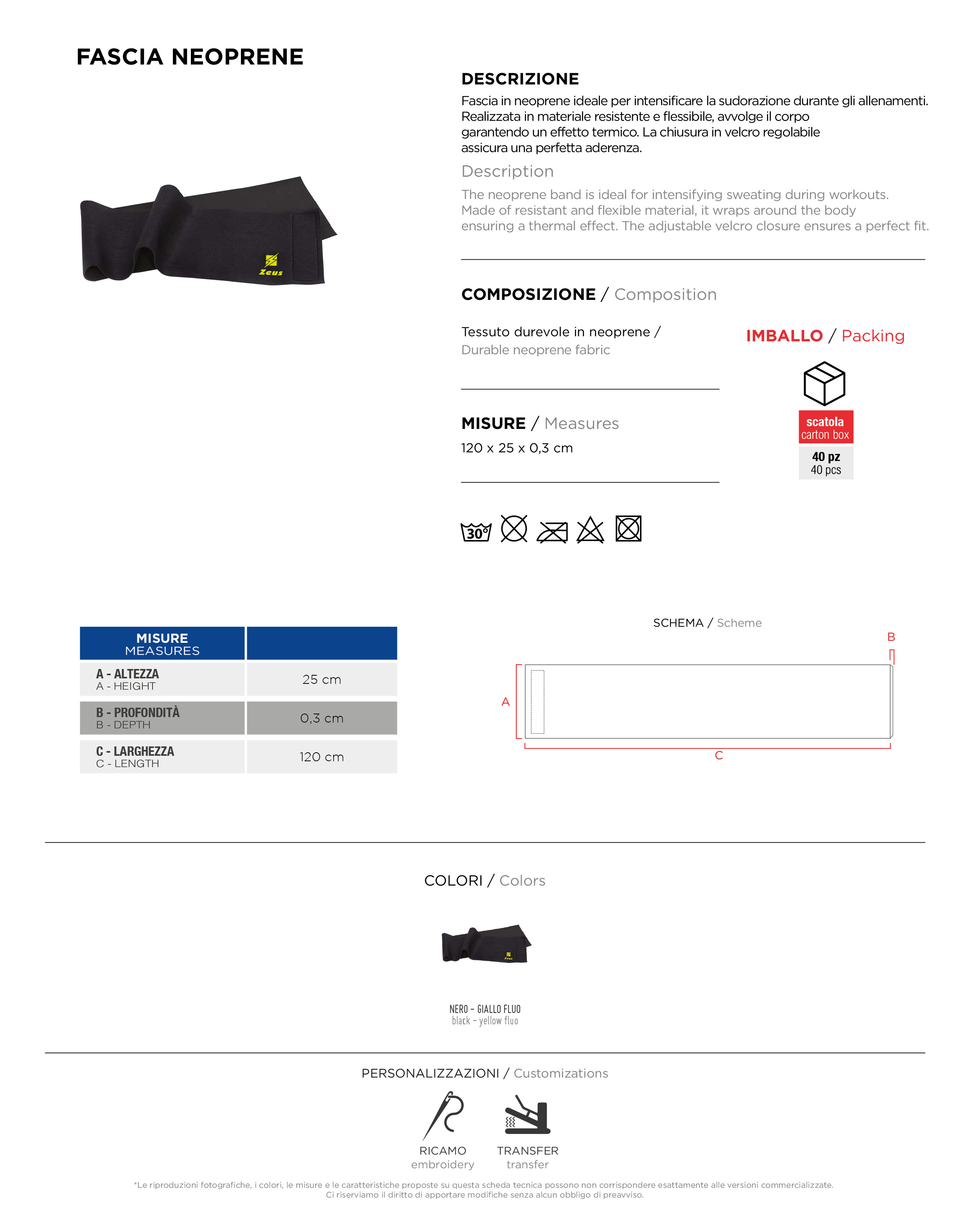 Scheda tecnica – FASCIA NEOPRENE