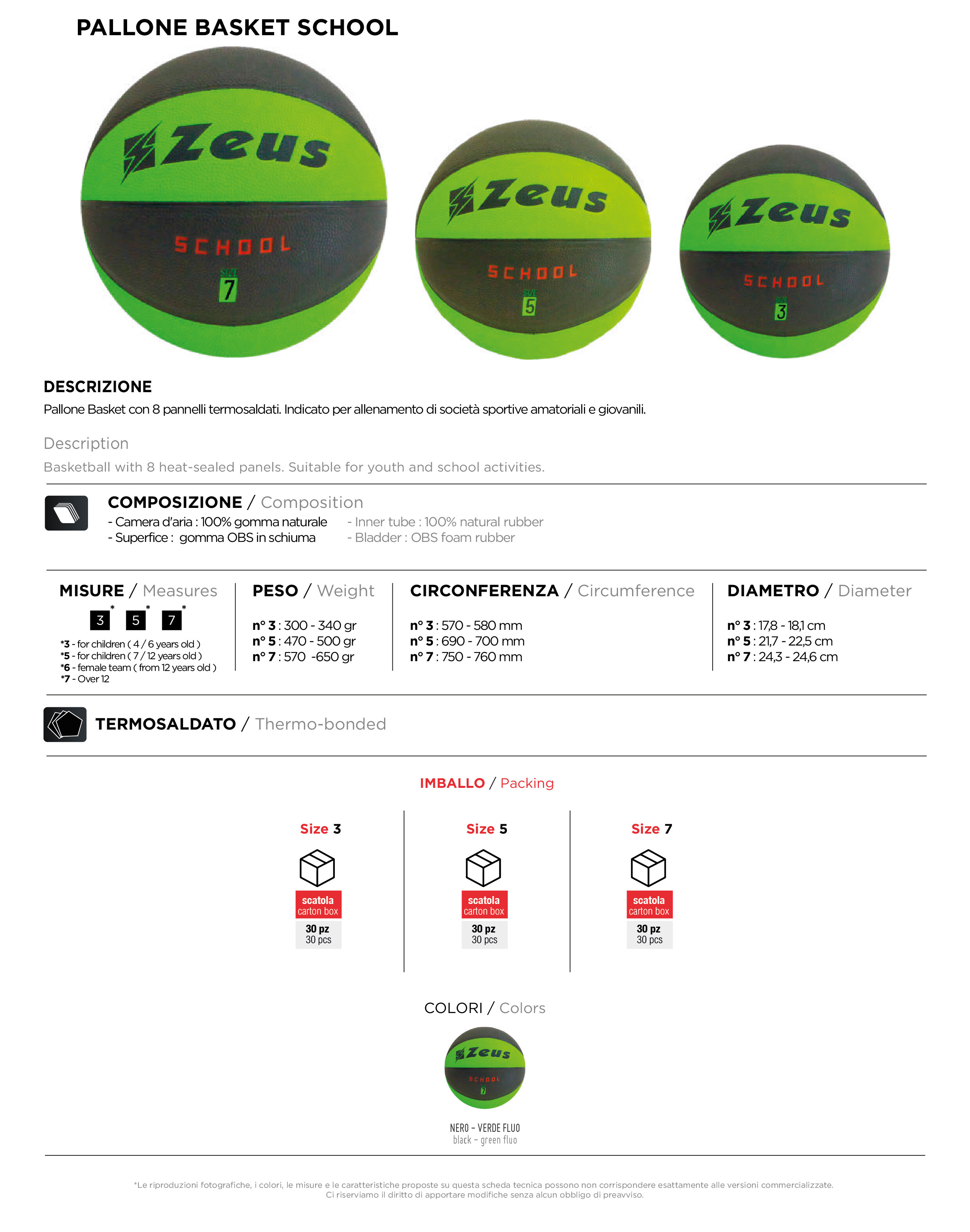 Scheda tecnica – PALLONE BASKET SCHOOL