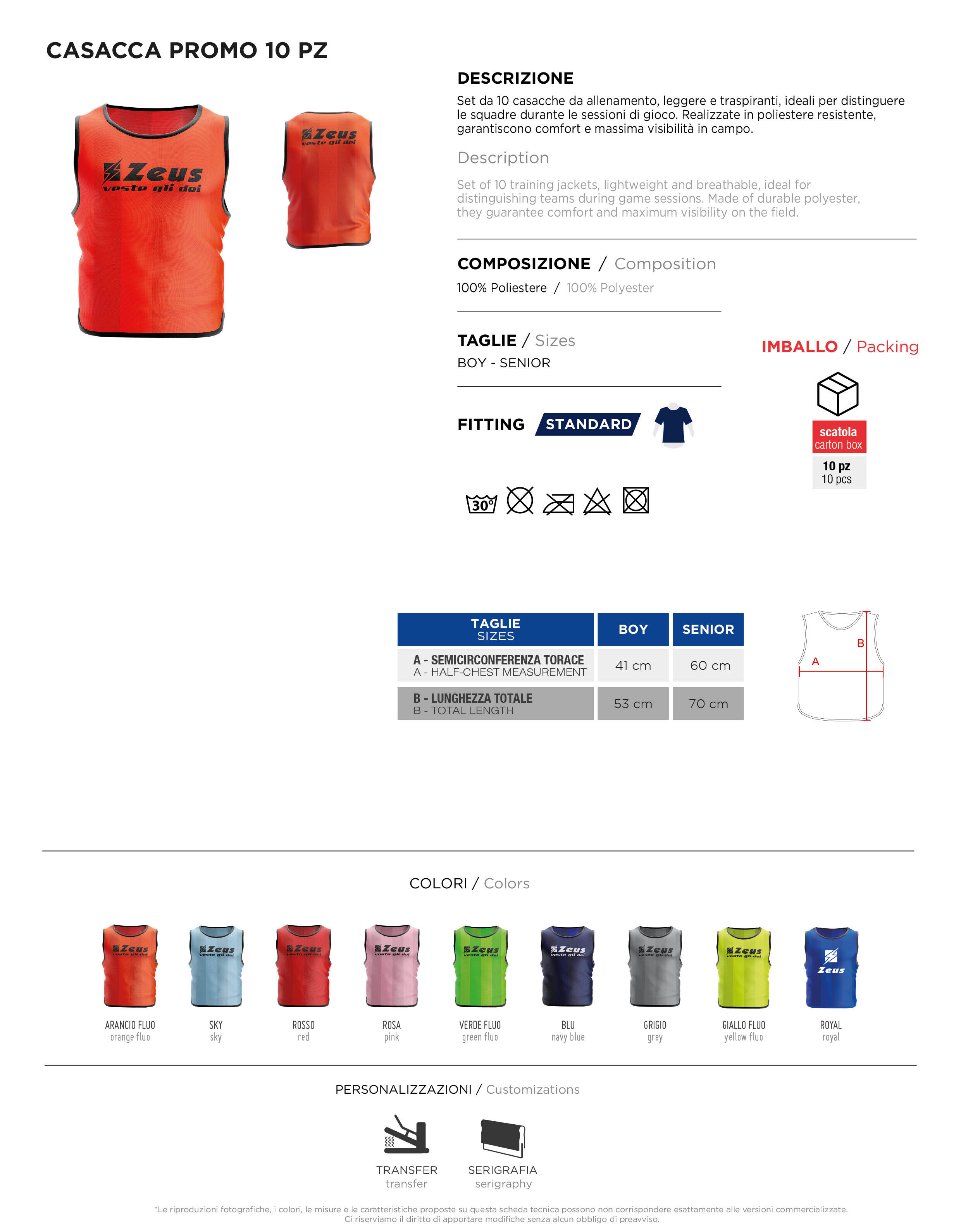 Scheda tecnica – Casacca Promo