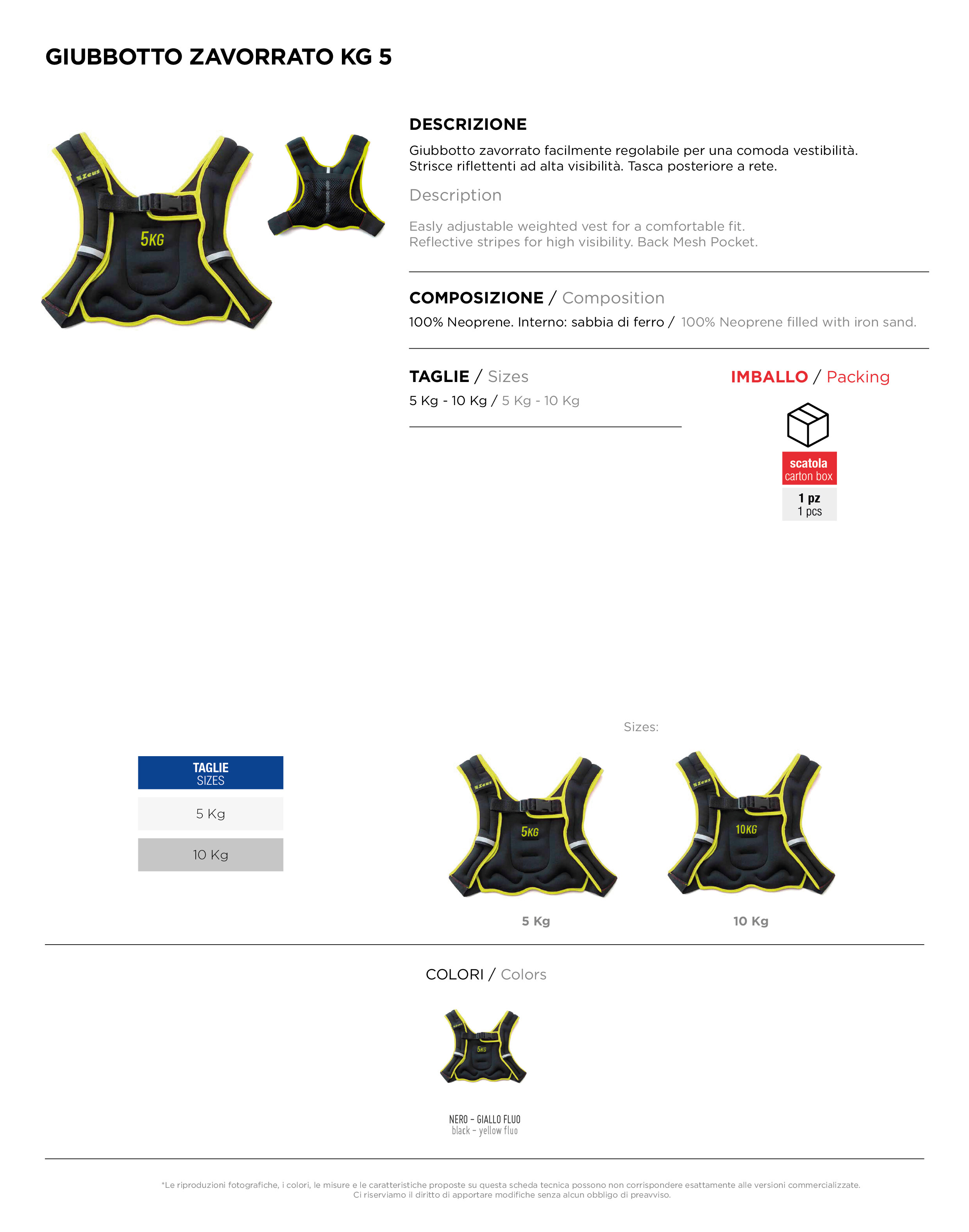 Scheda tecnica – GIUBBOTTO ZAVORRATO KG 5