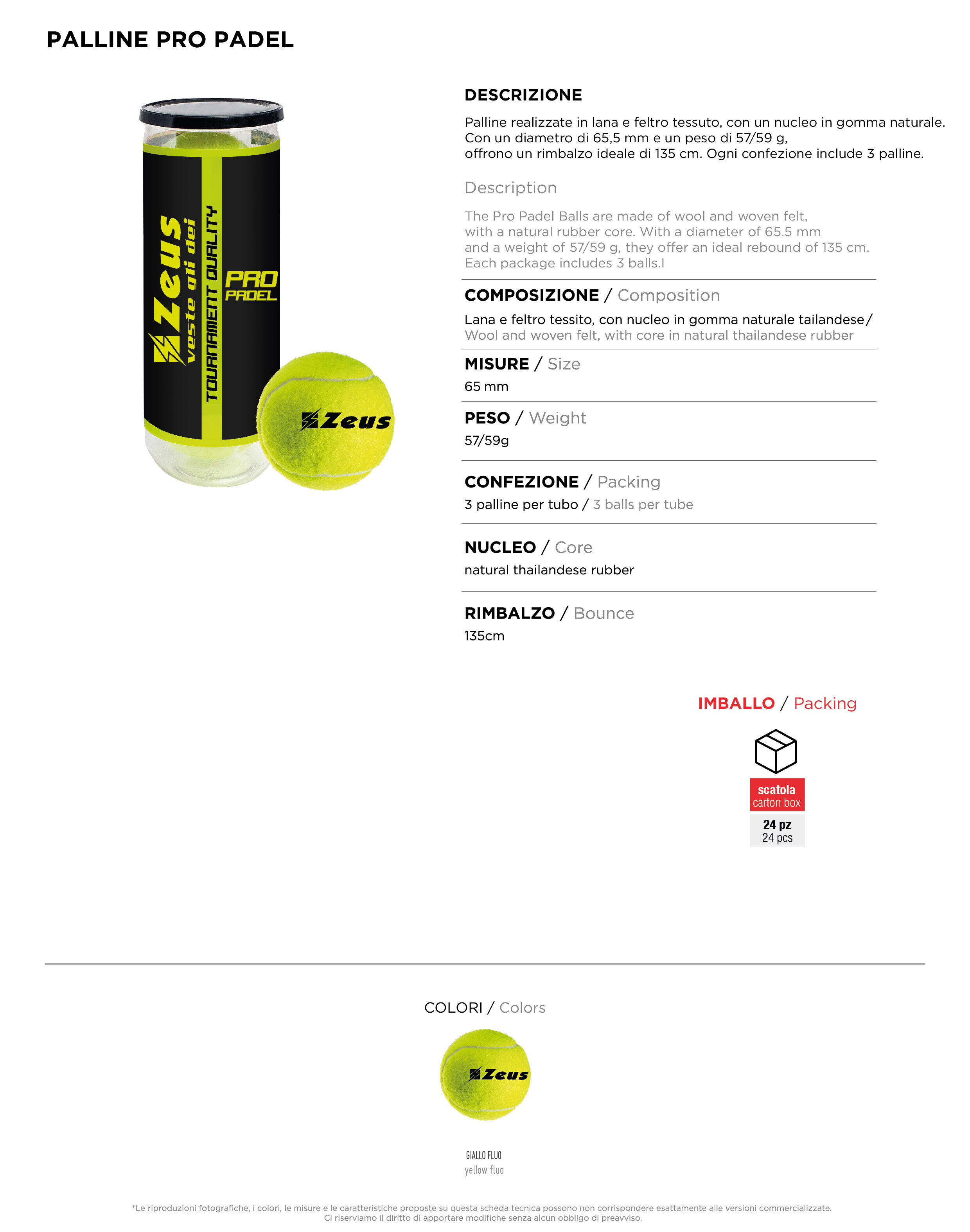 Scheda tecnica – PALLINE PRO PADEL 3 PZ
