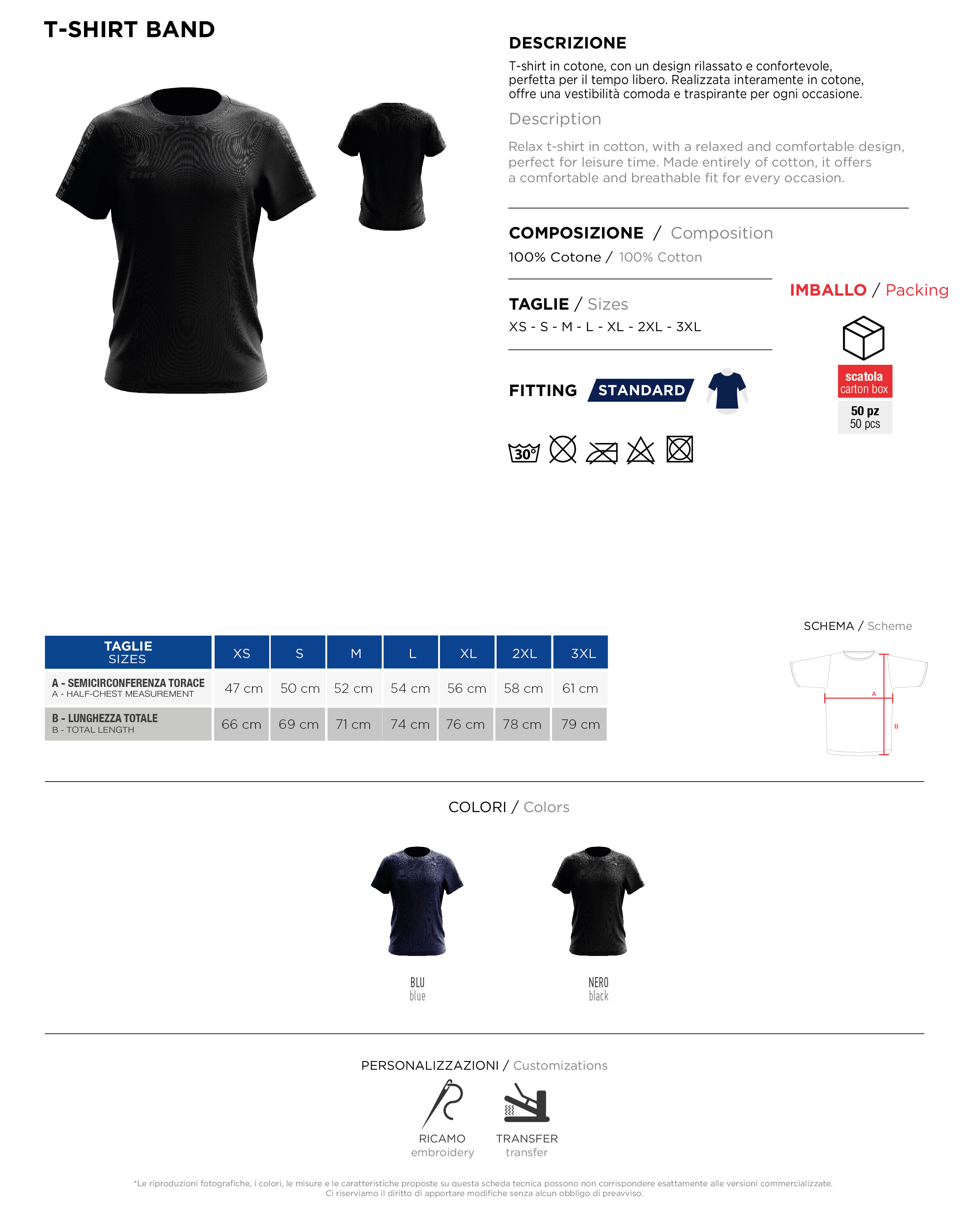 Scheda tecnica – T-SHIRT BAND