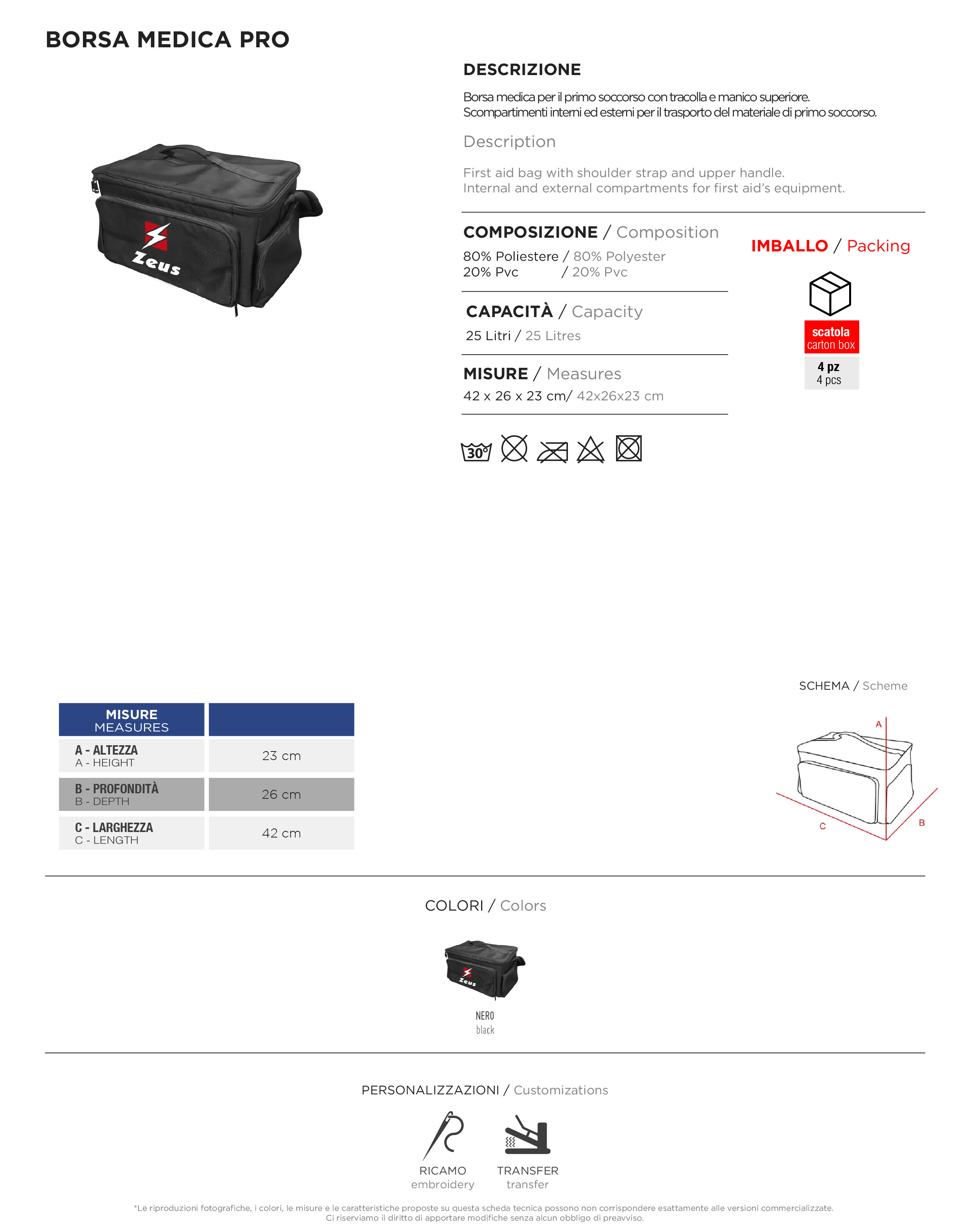 Scheda tecnica – BORSA MEDICA PRO