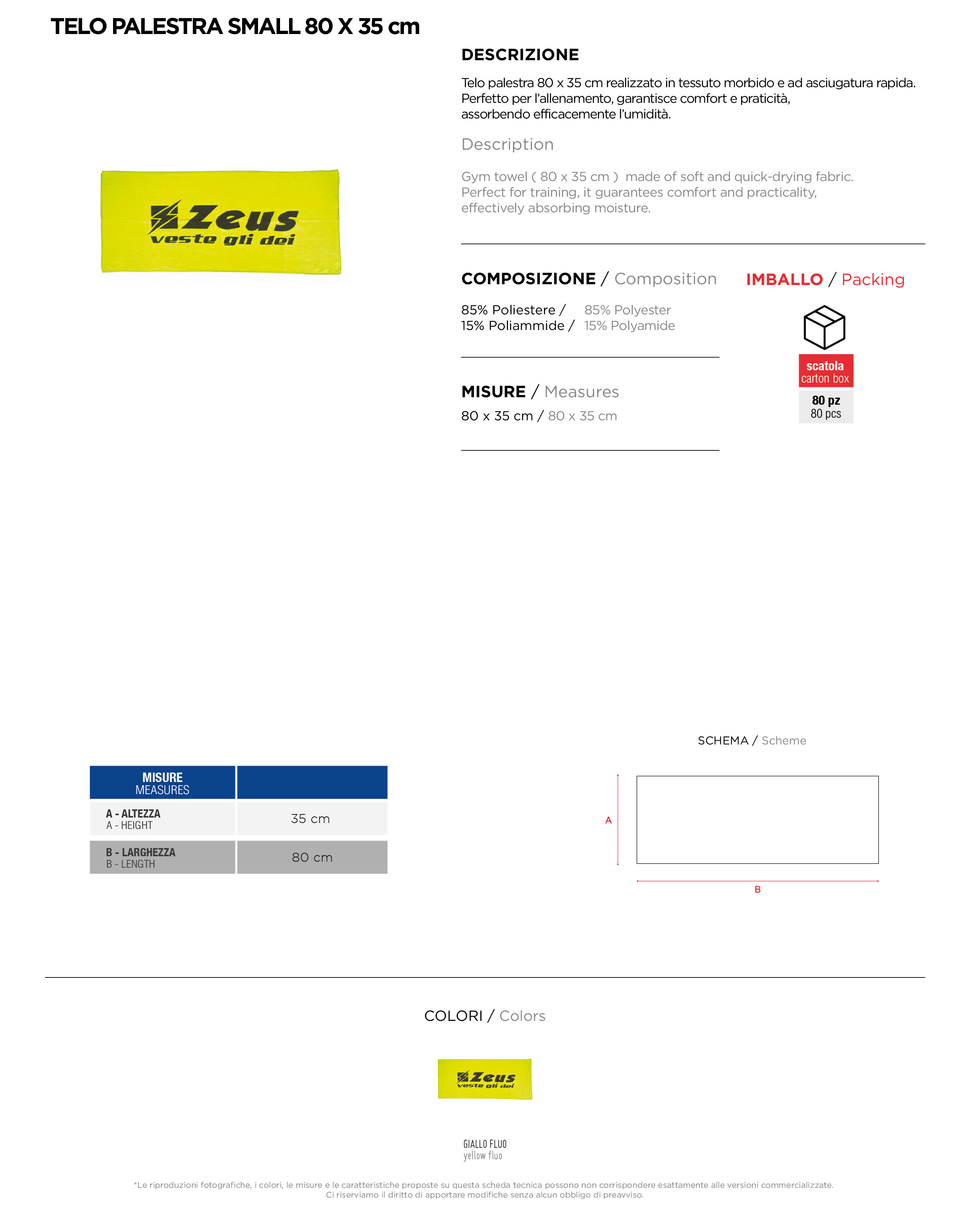 Scheda tecnica – TELO PALESTRA SMALL cm 80x35