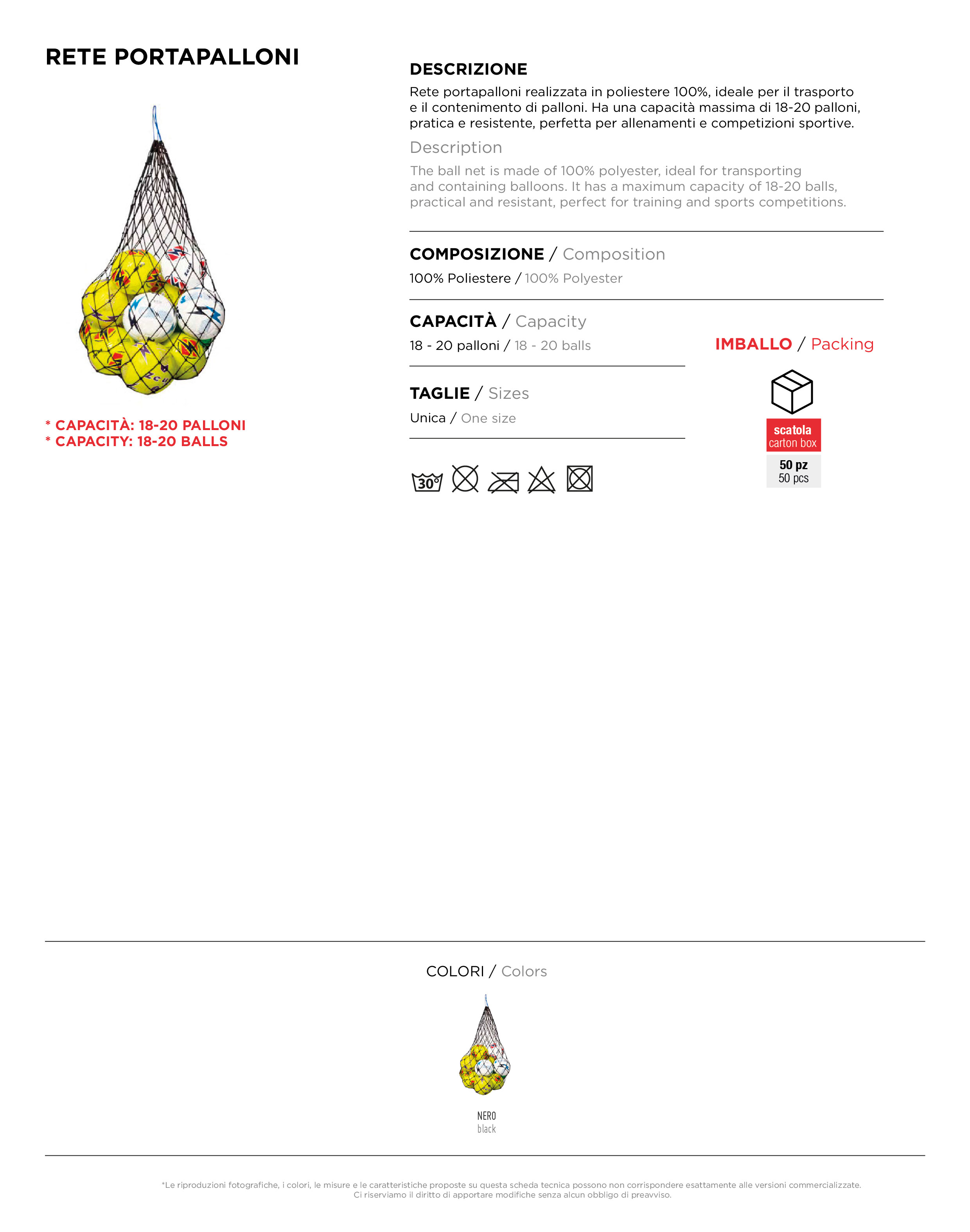 Scheda tecnica – RETE PORTAPALLONI