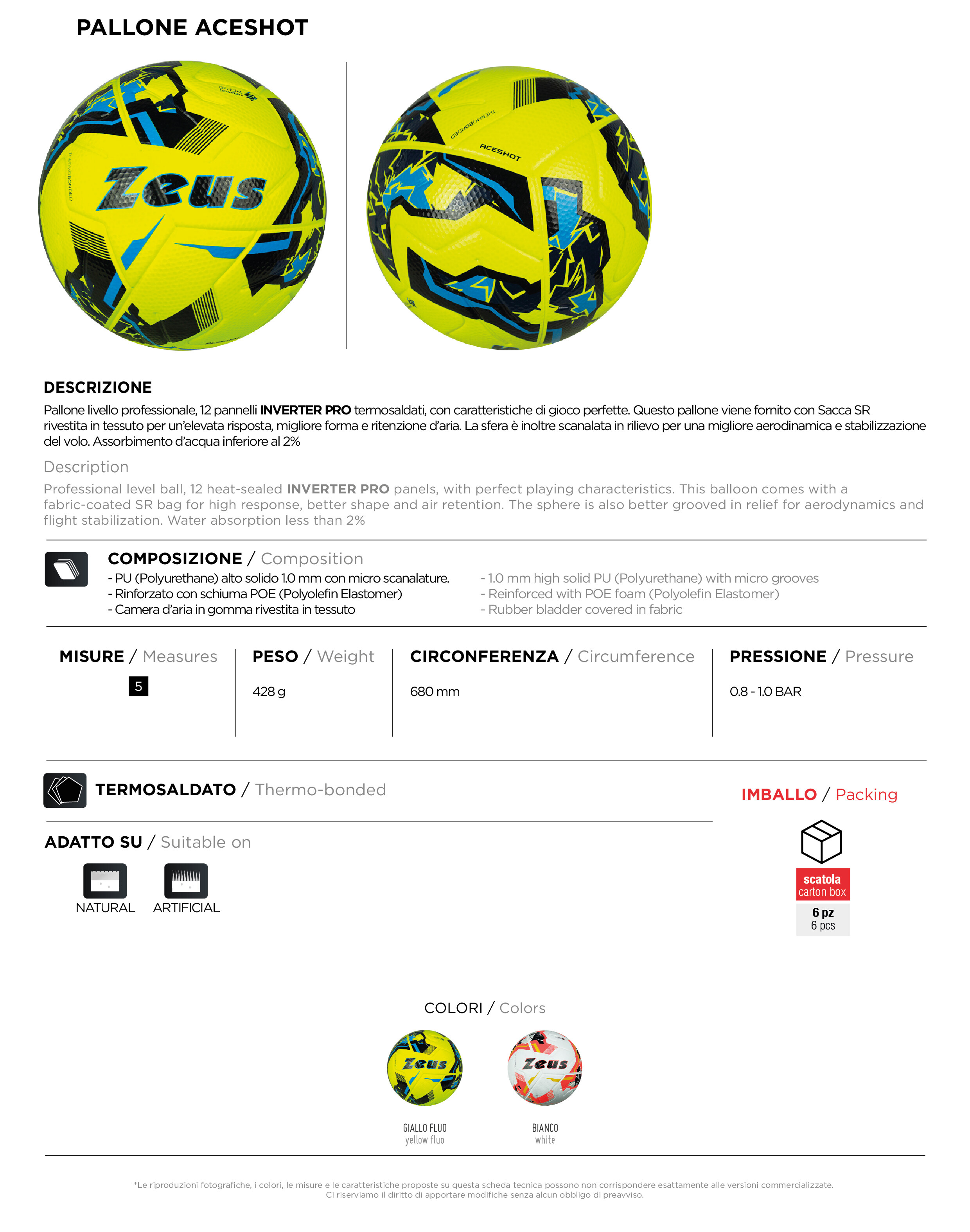Scheda tecnica – PALLONE ACESHOT