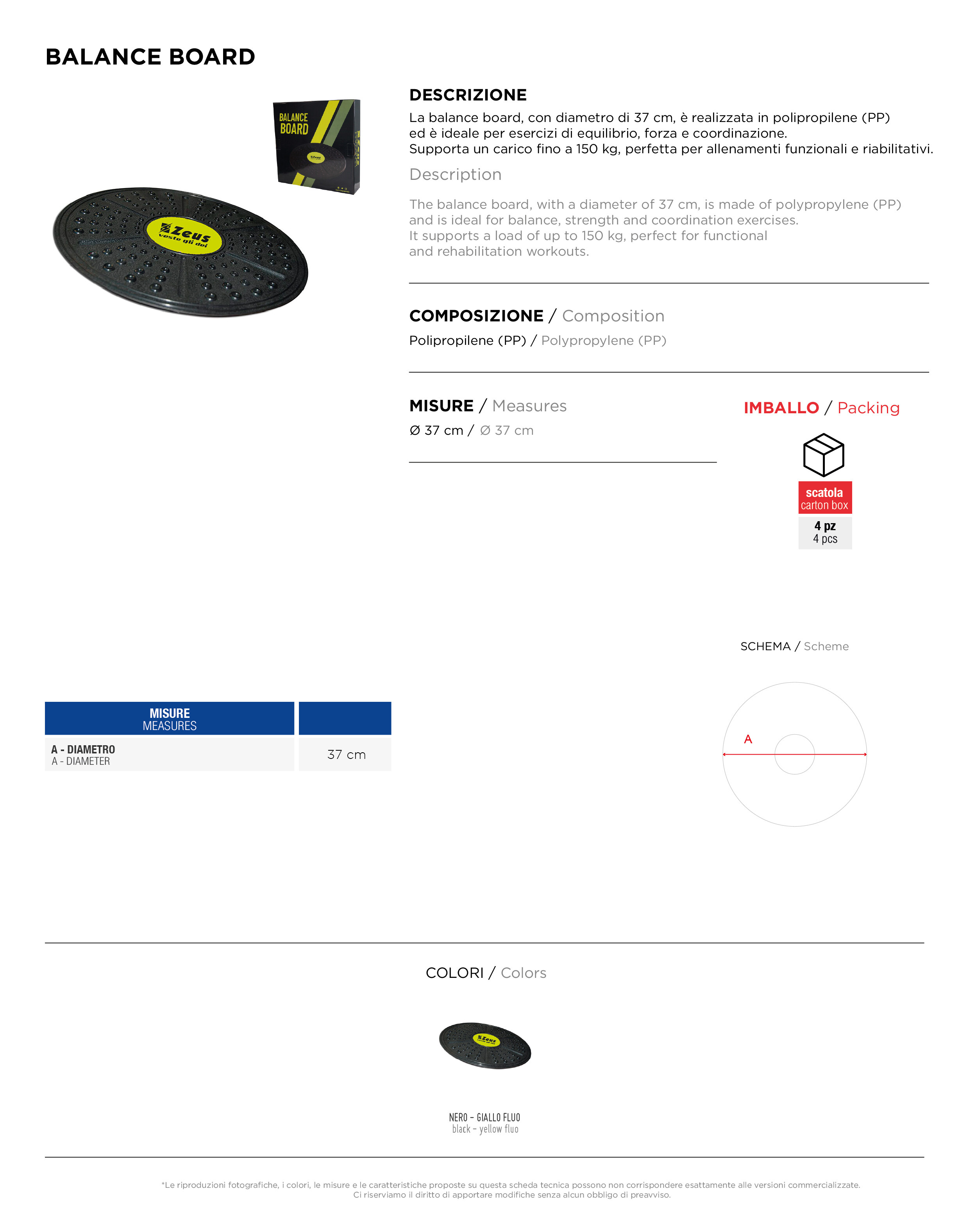 Scheda tecnica – BALANCE BOARD