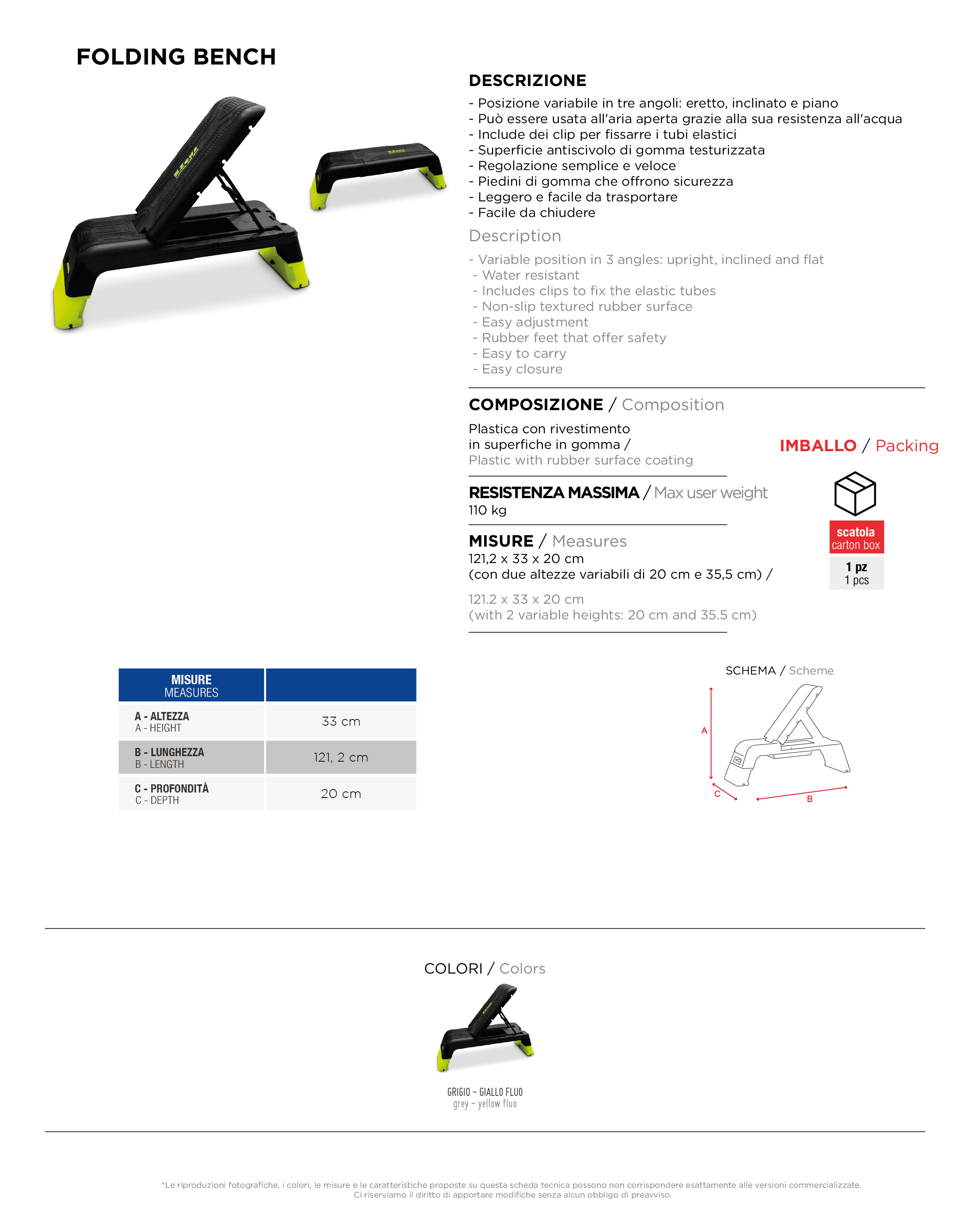 Scheda tecnica – FOLDING BENCH