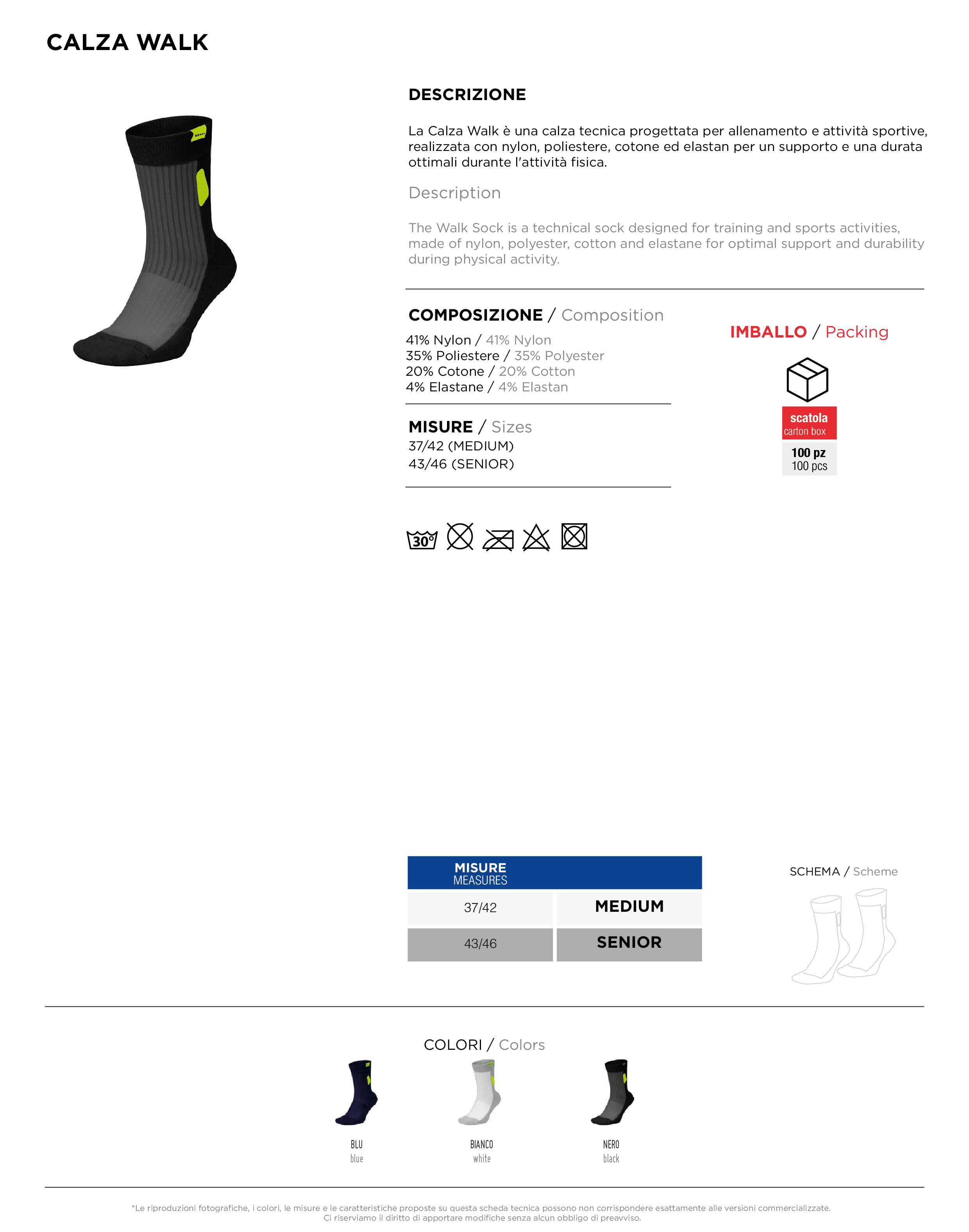 Scheda tecnica – CALZA WALK