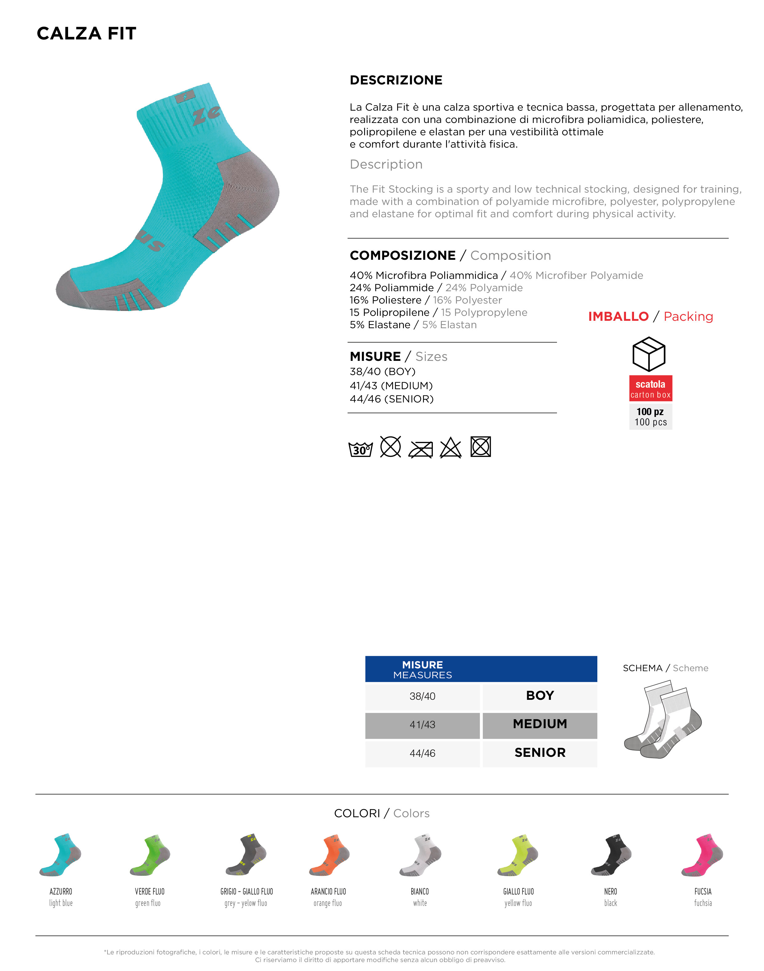 Scheda tecnica – CALZA FIT