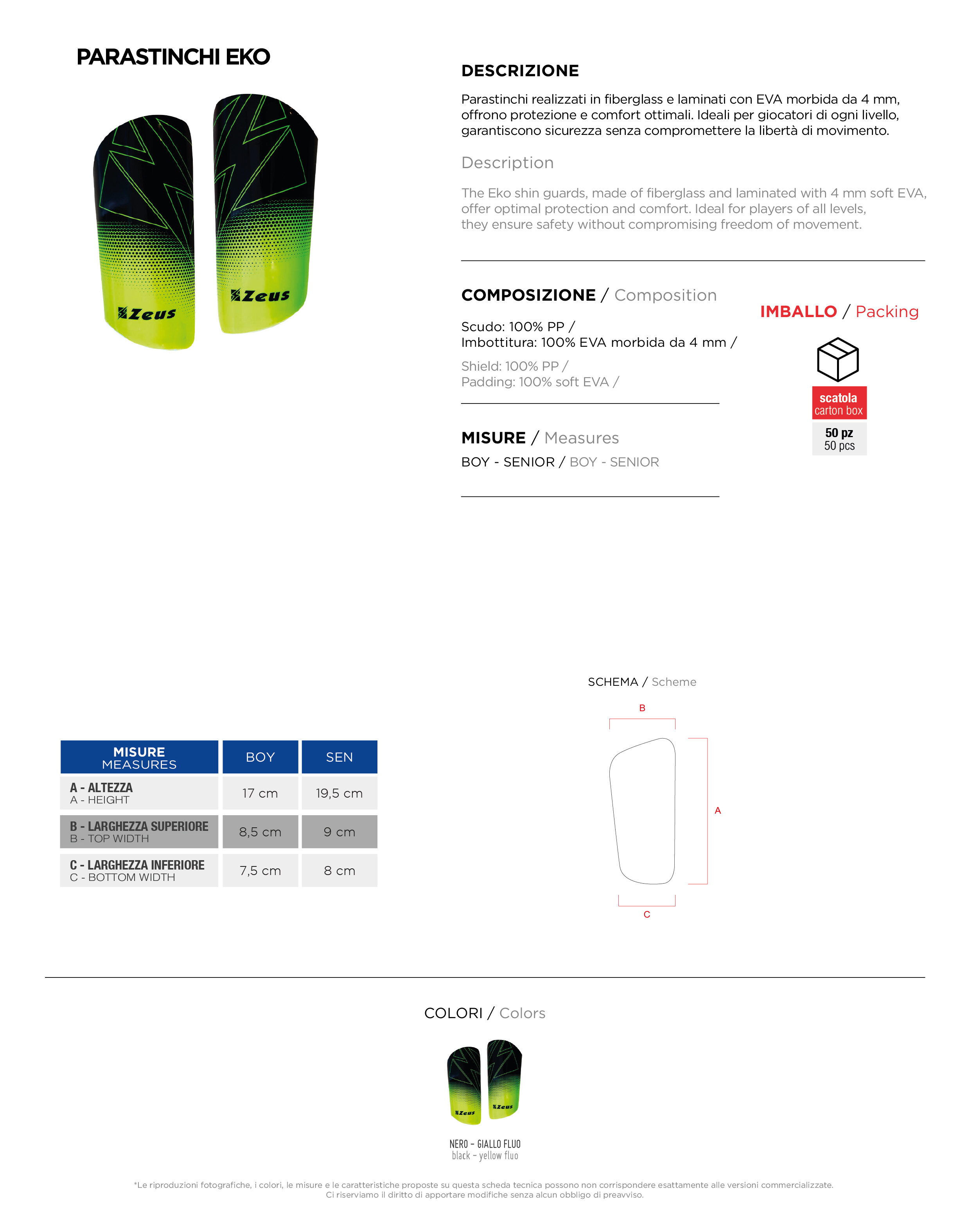 Scheda tecnica – PARASTINCHI EKO