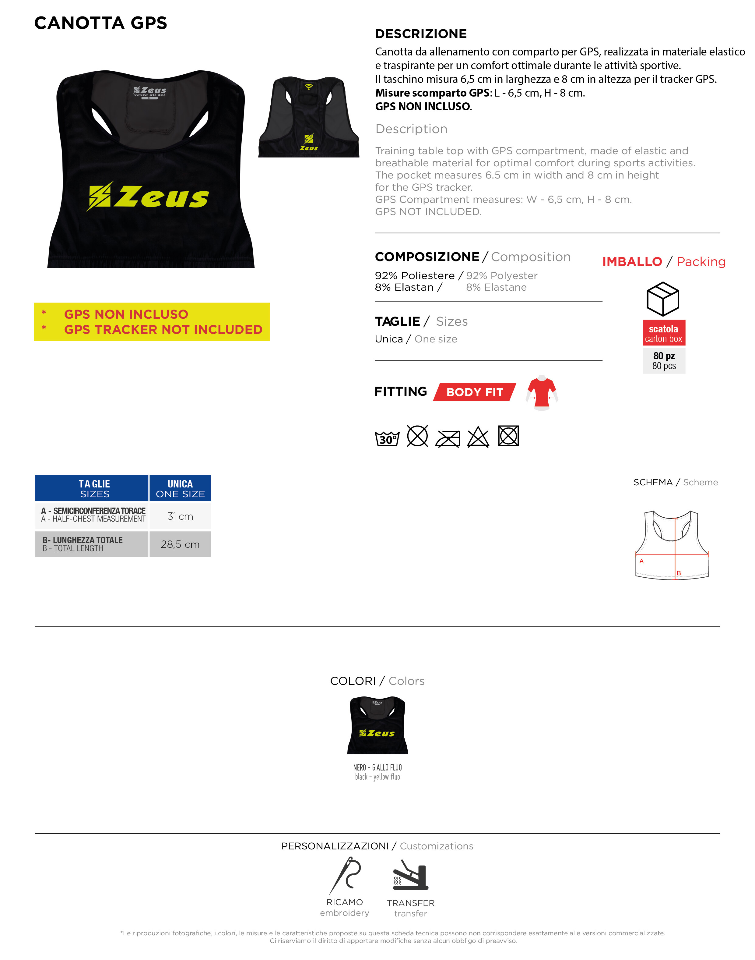 Scheda tecnica – CANOTTA GPS