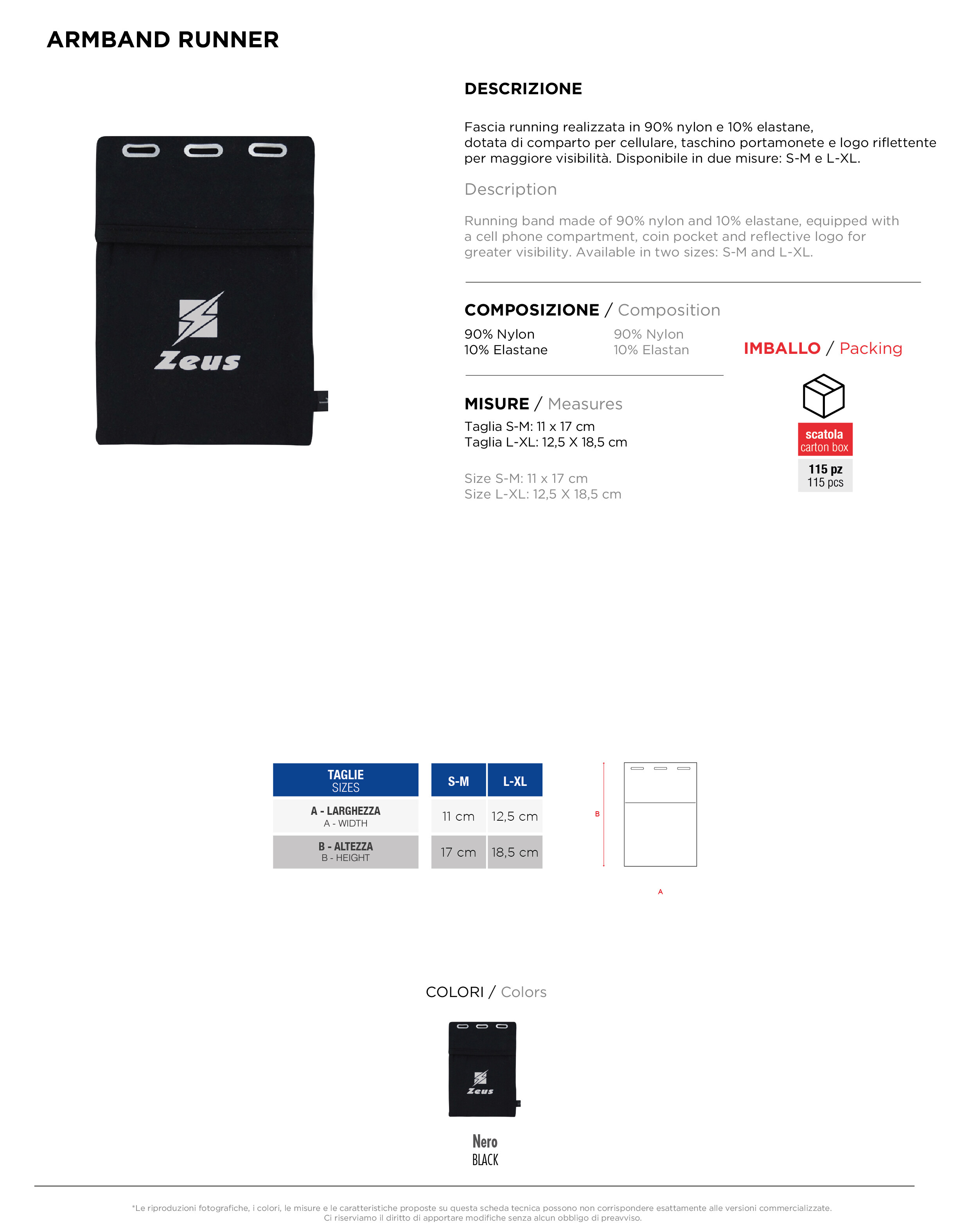 Scheda tecnica – ARMBAND RUNNER