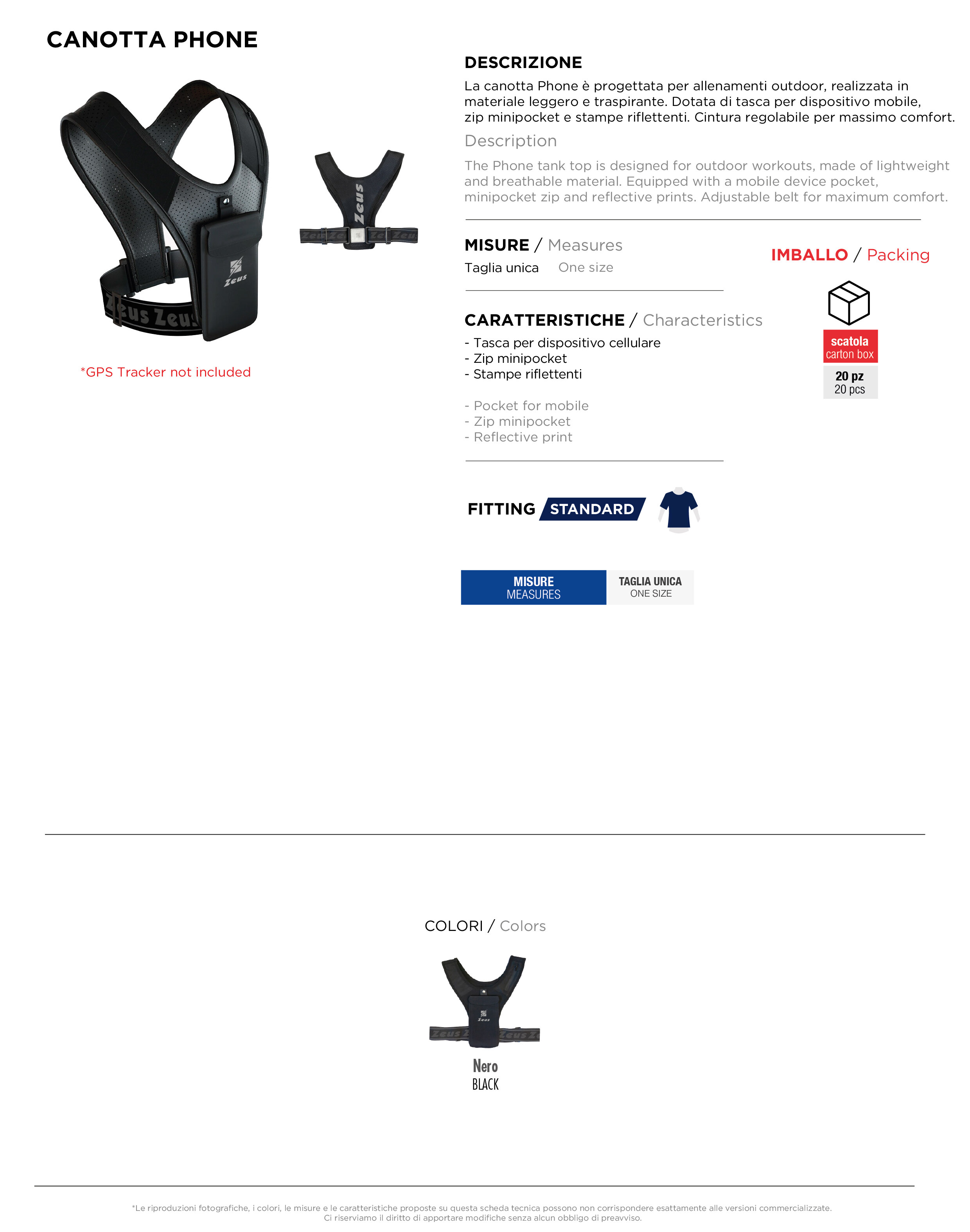 Scheda tecnica – CANOTTA PHONE