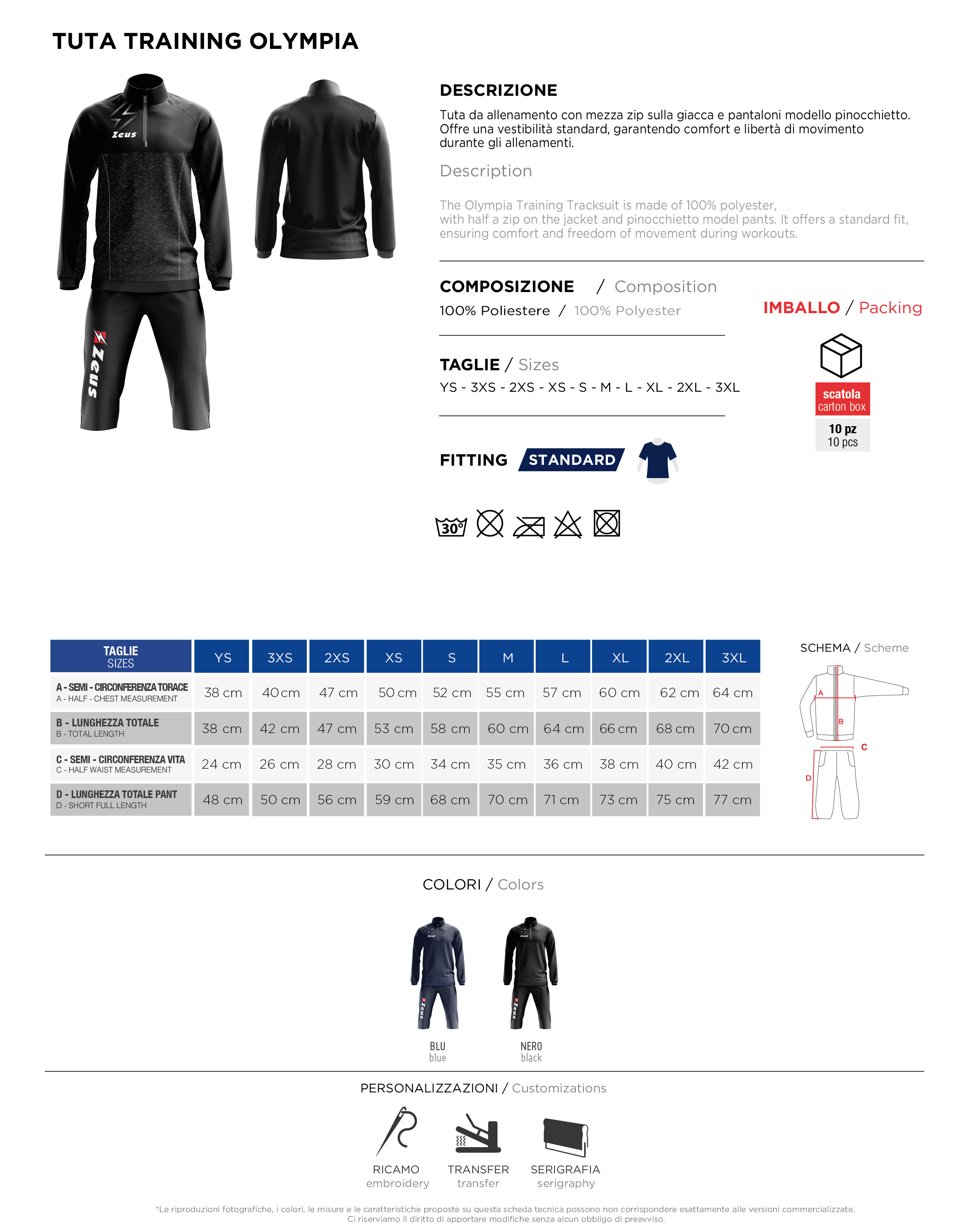 Scheda tecnica – TUTA TRAINING OLYMPIA