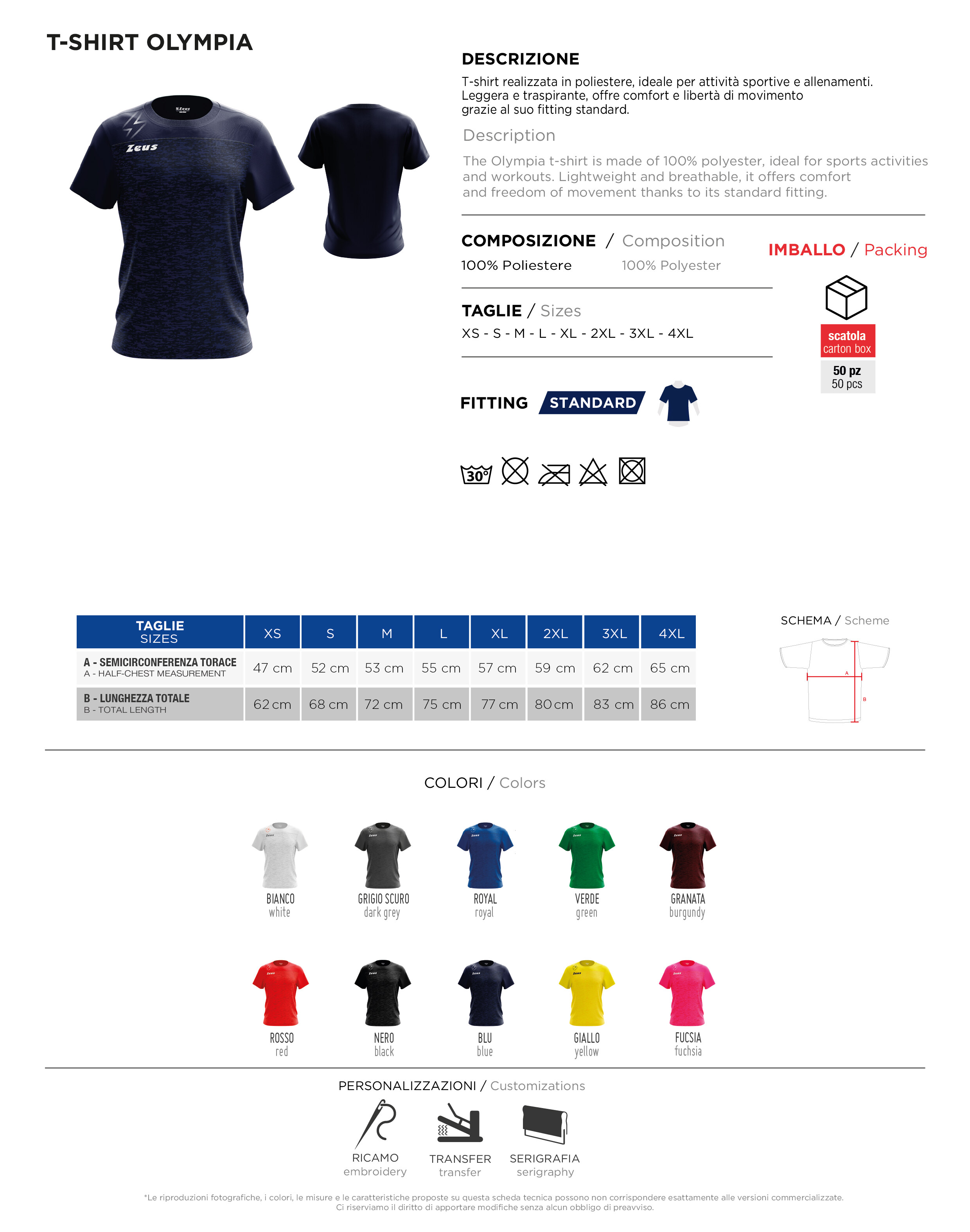 Scheda tecnica – T-SHIRT OLYMPIA