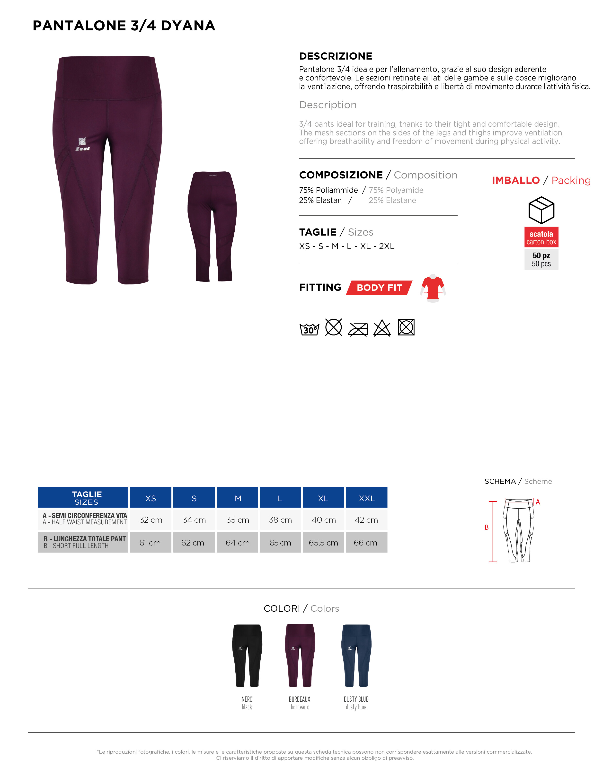 Scheda tecnica – PANT 3/4 DYANA
