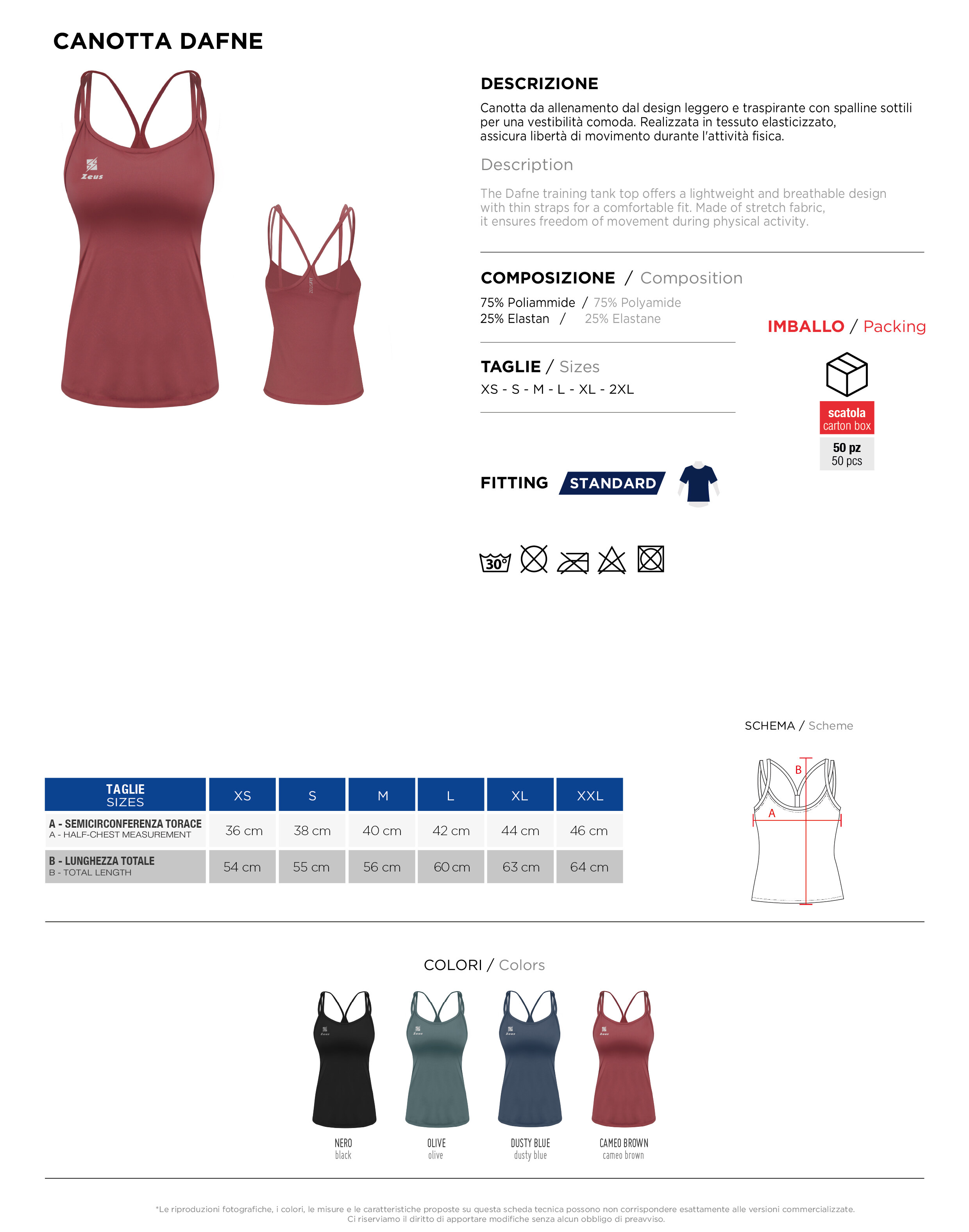 Scheda tecnica – CANOTTA DAFNE
