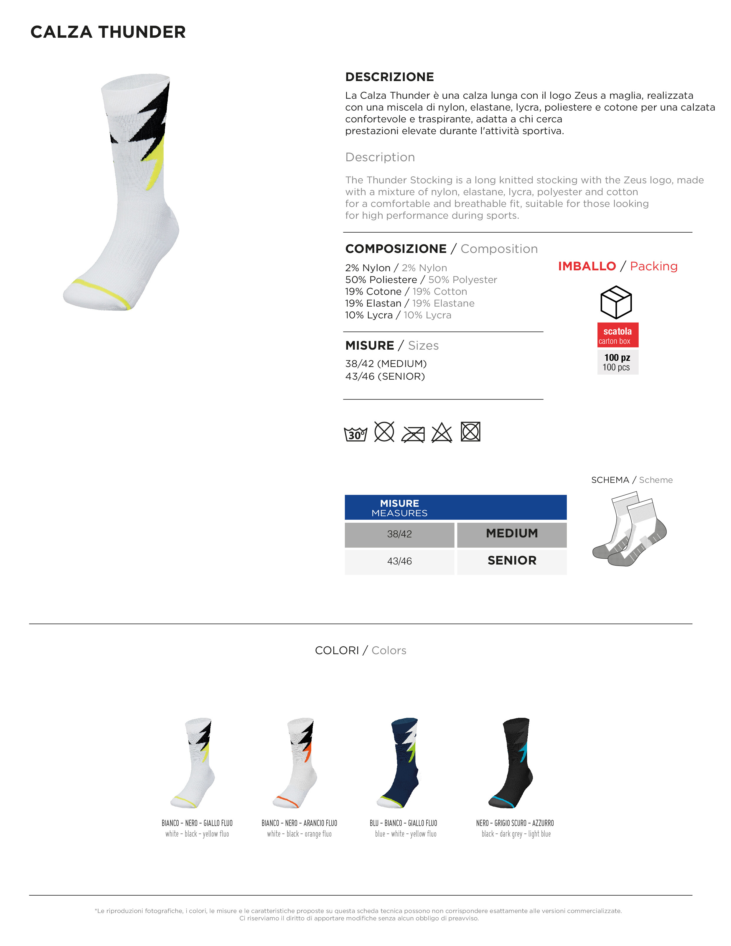Scheda tecnica – CALZA THUNDER