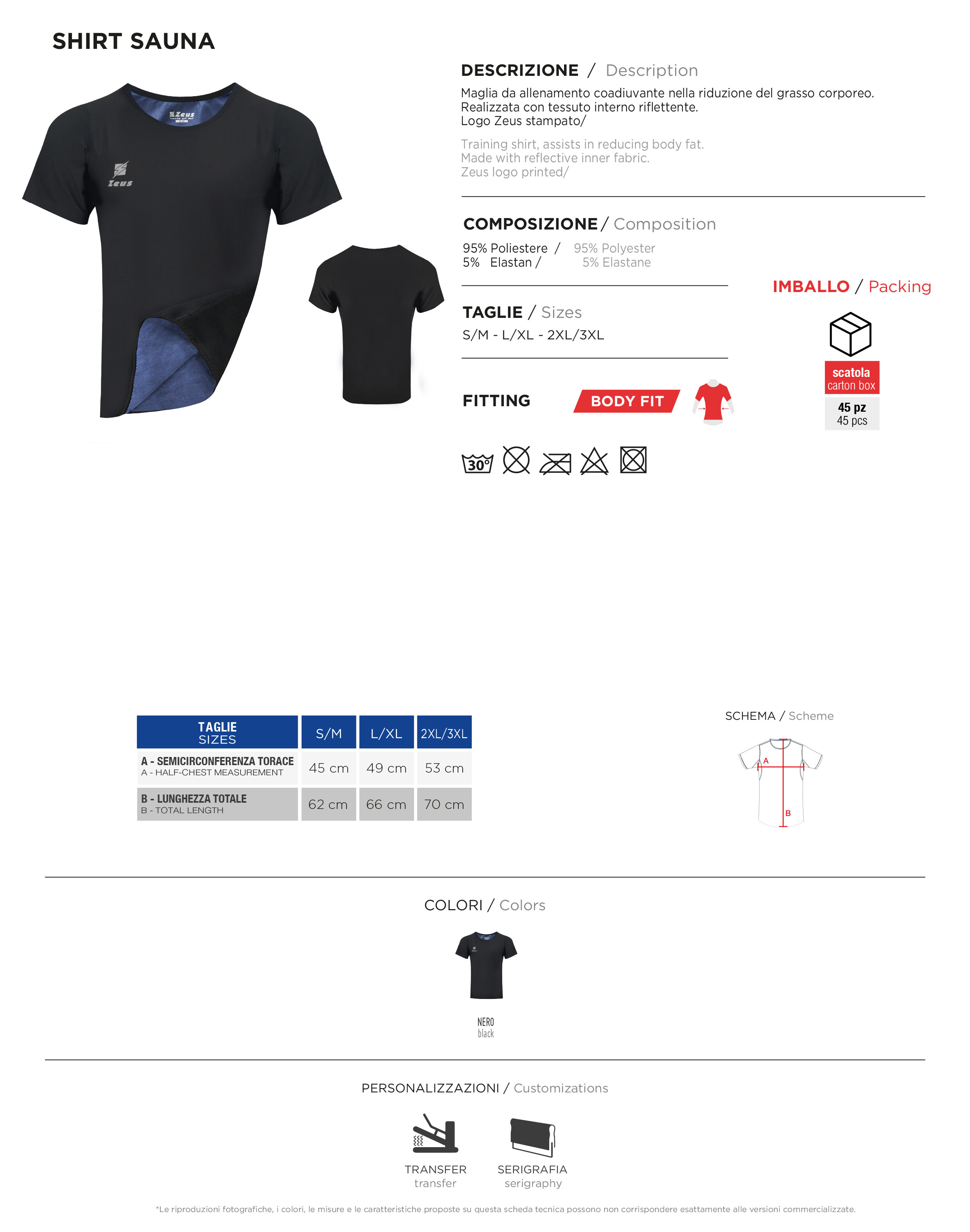Scheda tecnica – SHIRT SAUNA