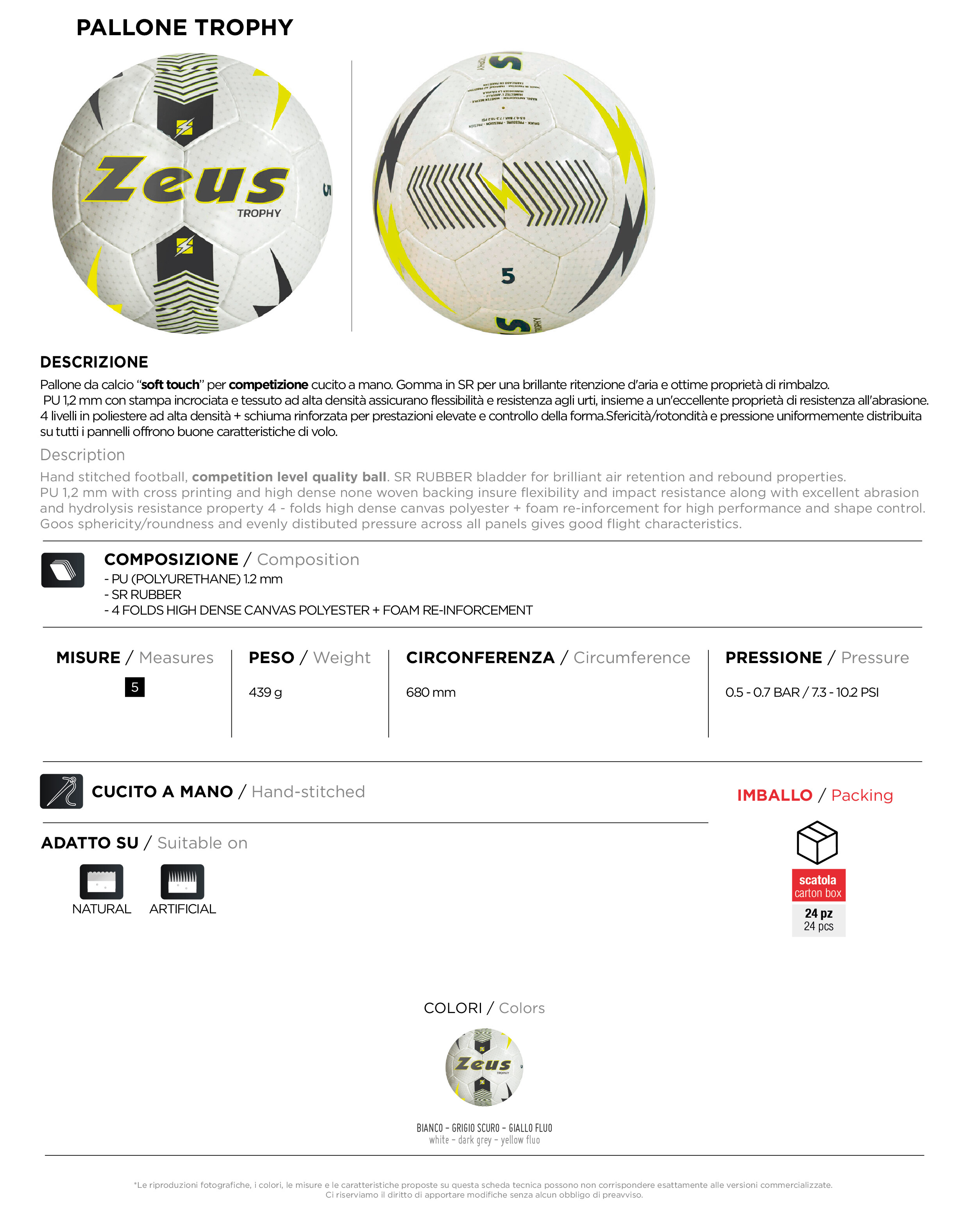 Scheda tecnica – PALLONE TROPHY