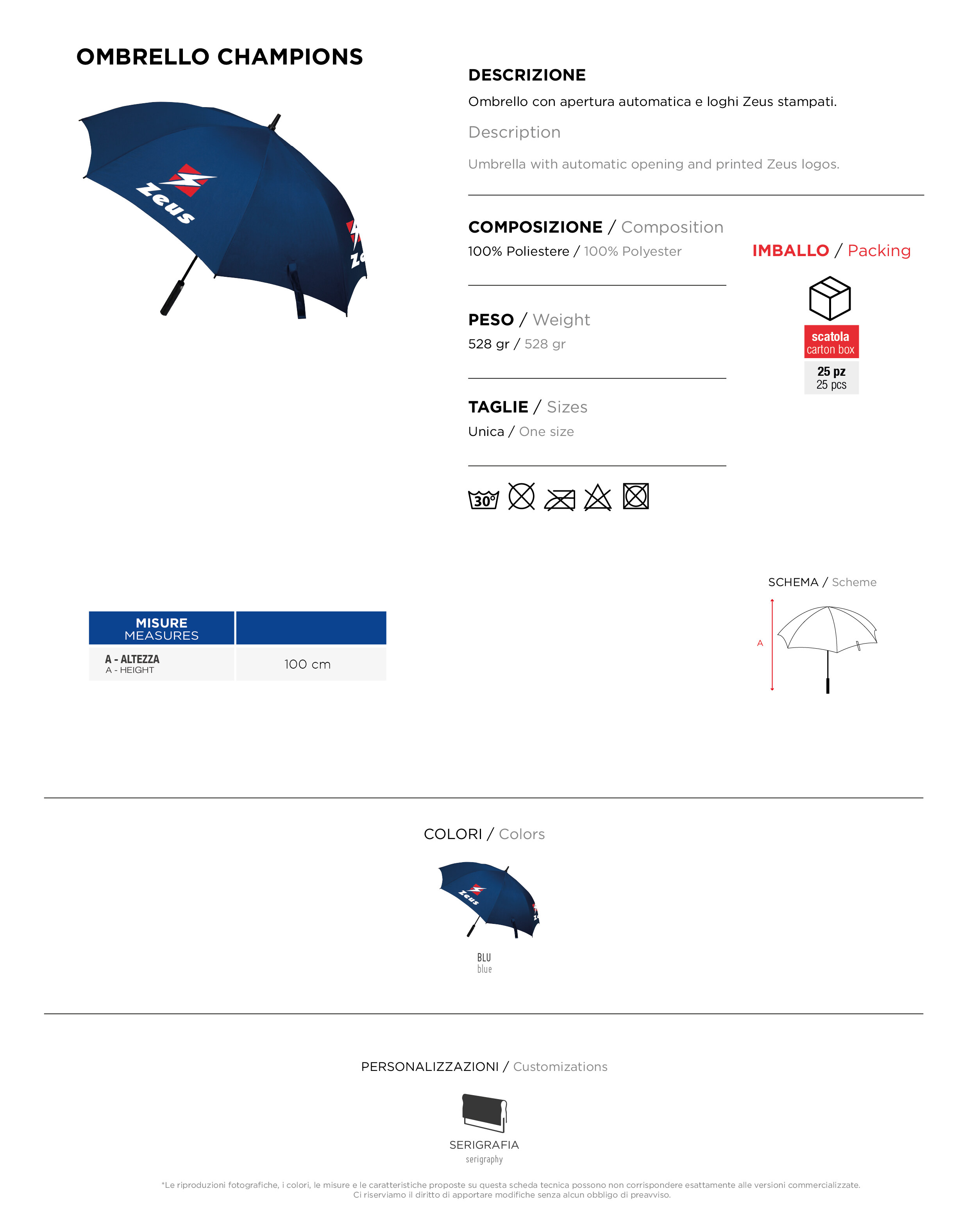 Scheda tecnica – OMBRELLO CHAMPIONS
