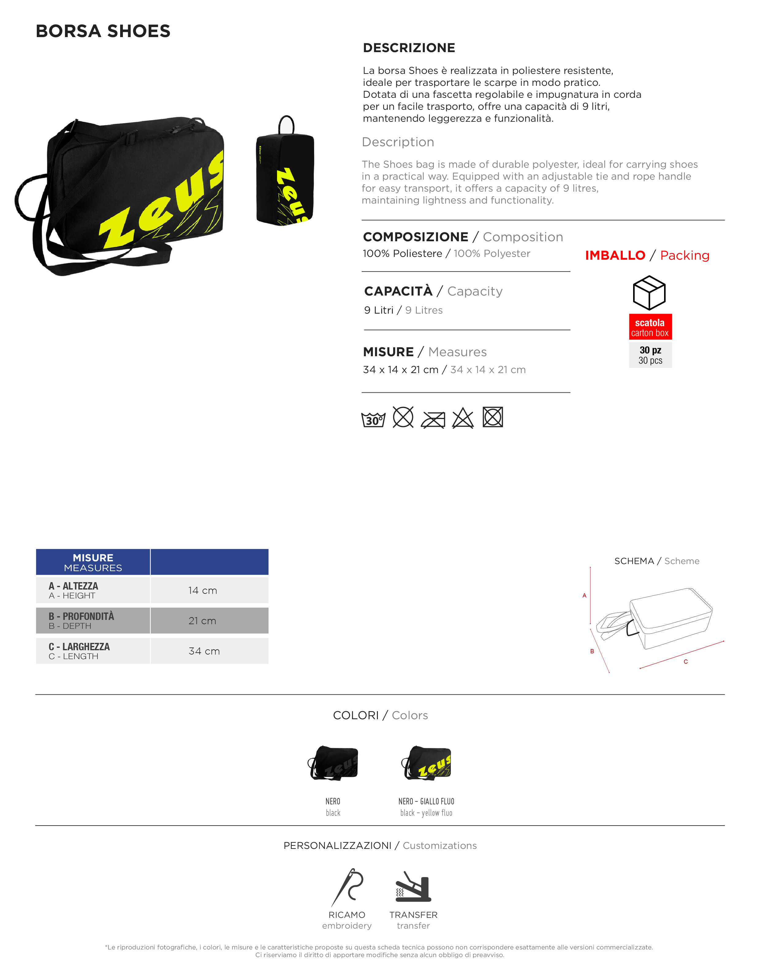 Scheda tecnica – BORSA SHOES