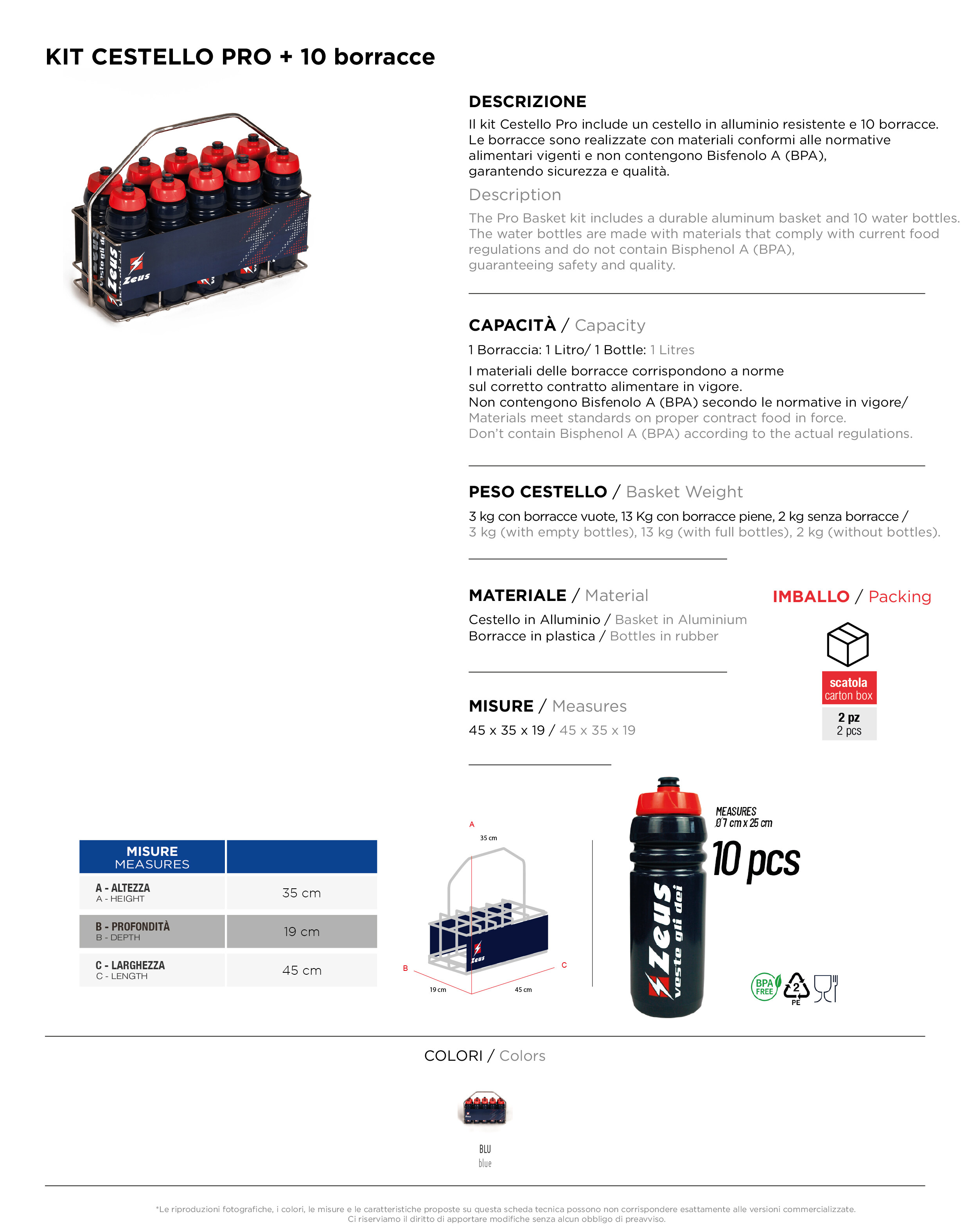Scheda tecnica – CESTELLO PRO+10 BORRACCE