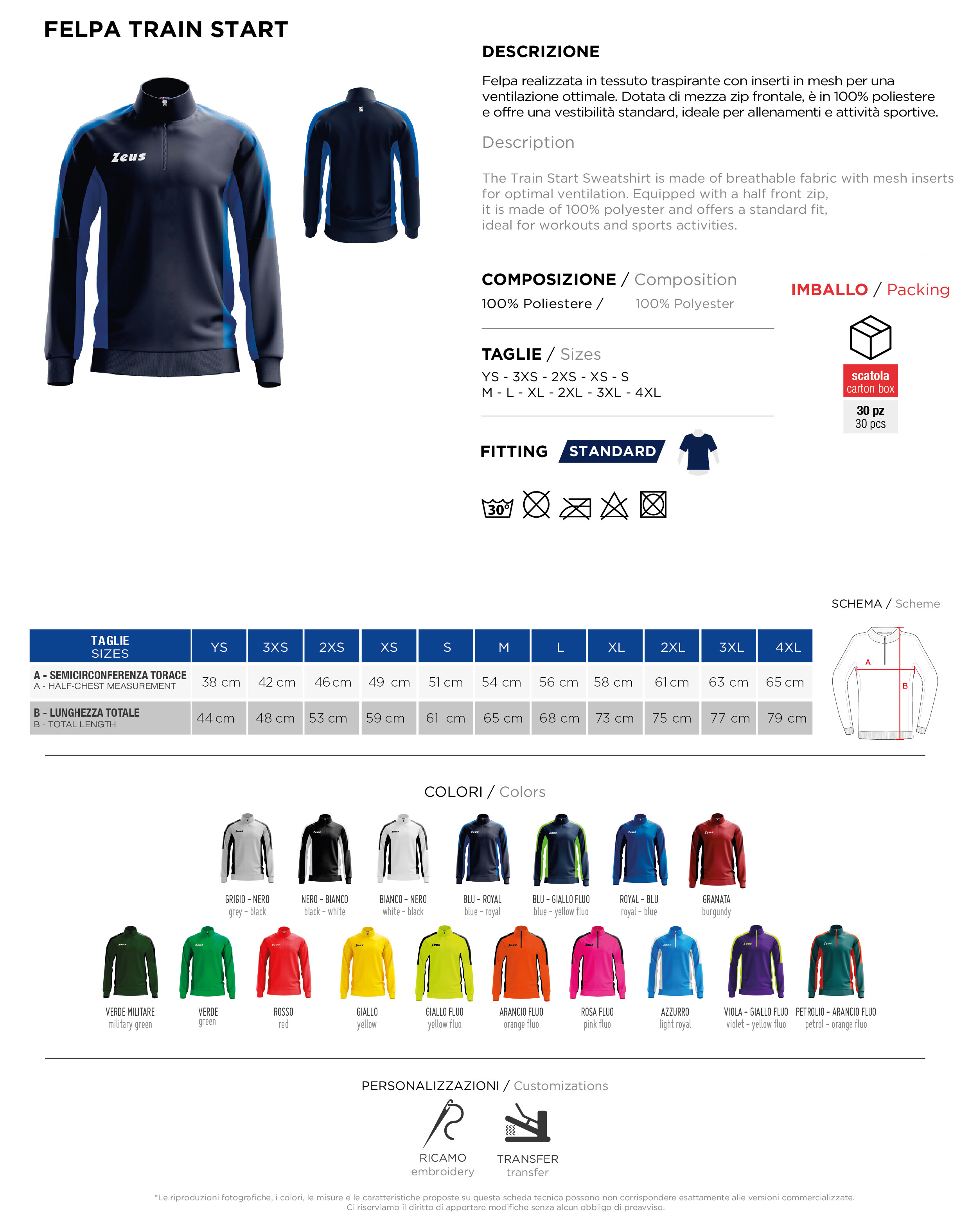 Scheda tecnica – FELPA TRAIN START