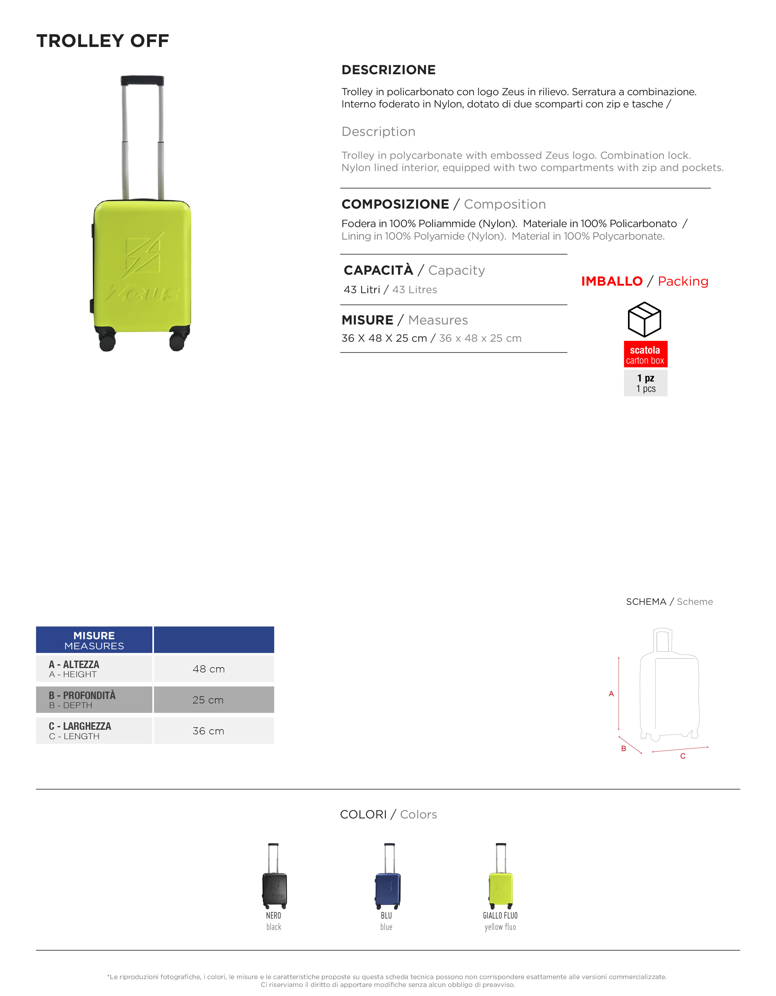 Scheda tecnica – TROLLEY OFF