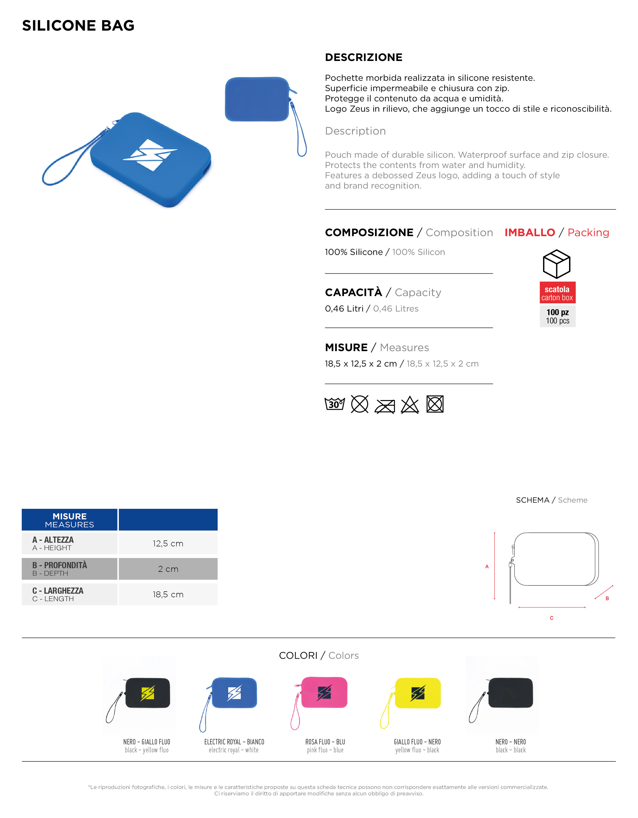 Scheda tecnica – SILICONE BAG