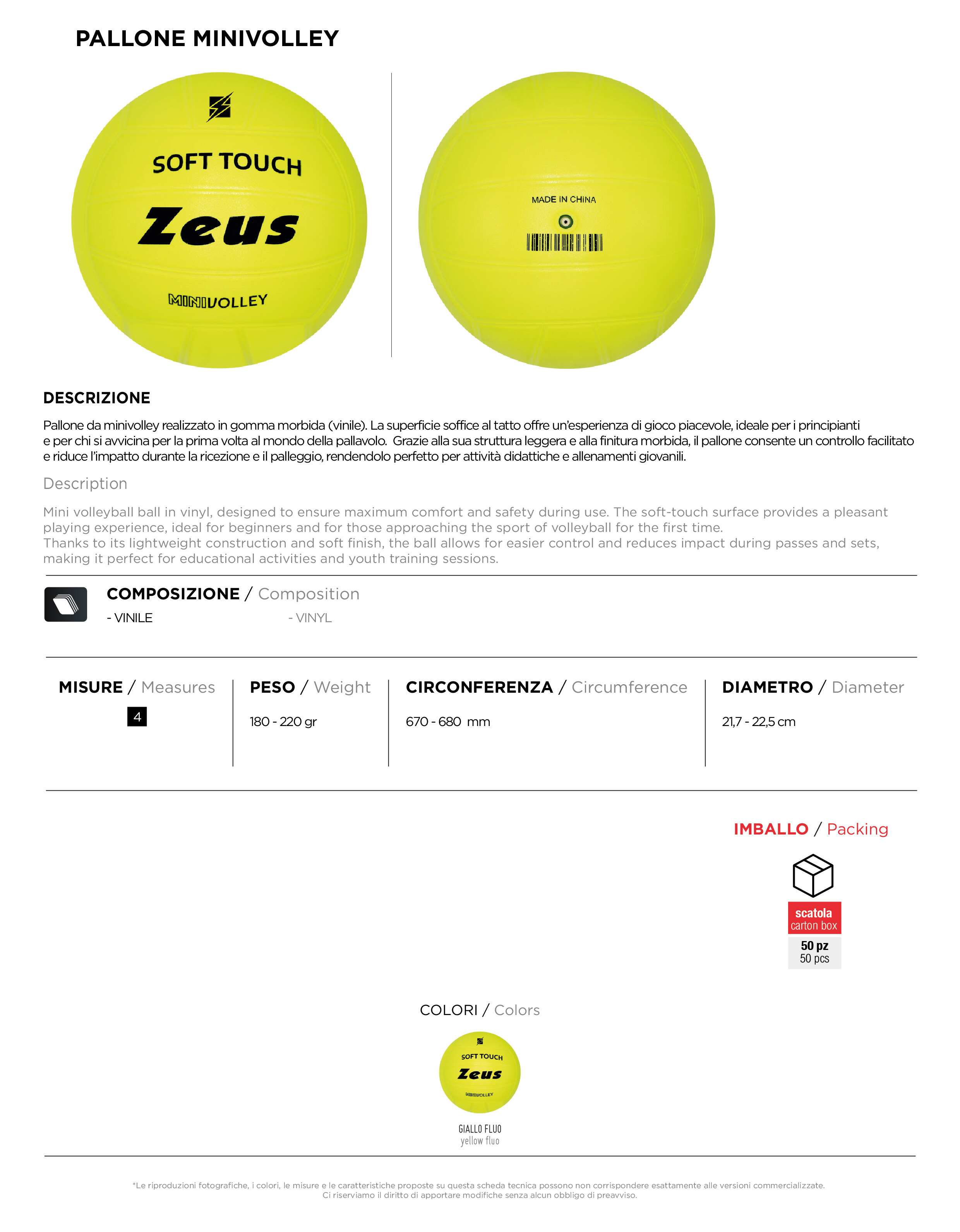 Scheda tecnica – PALLONE MINIVOLLEY