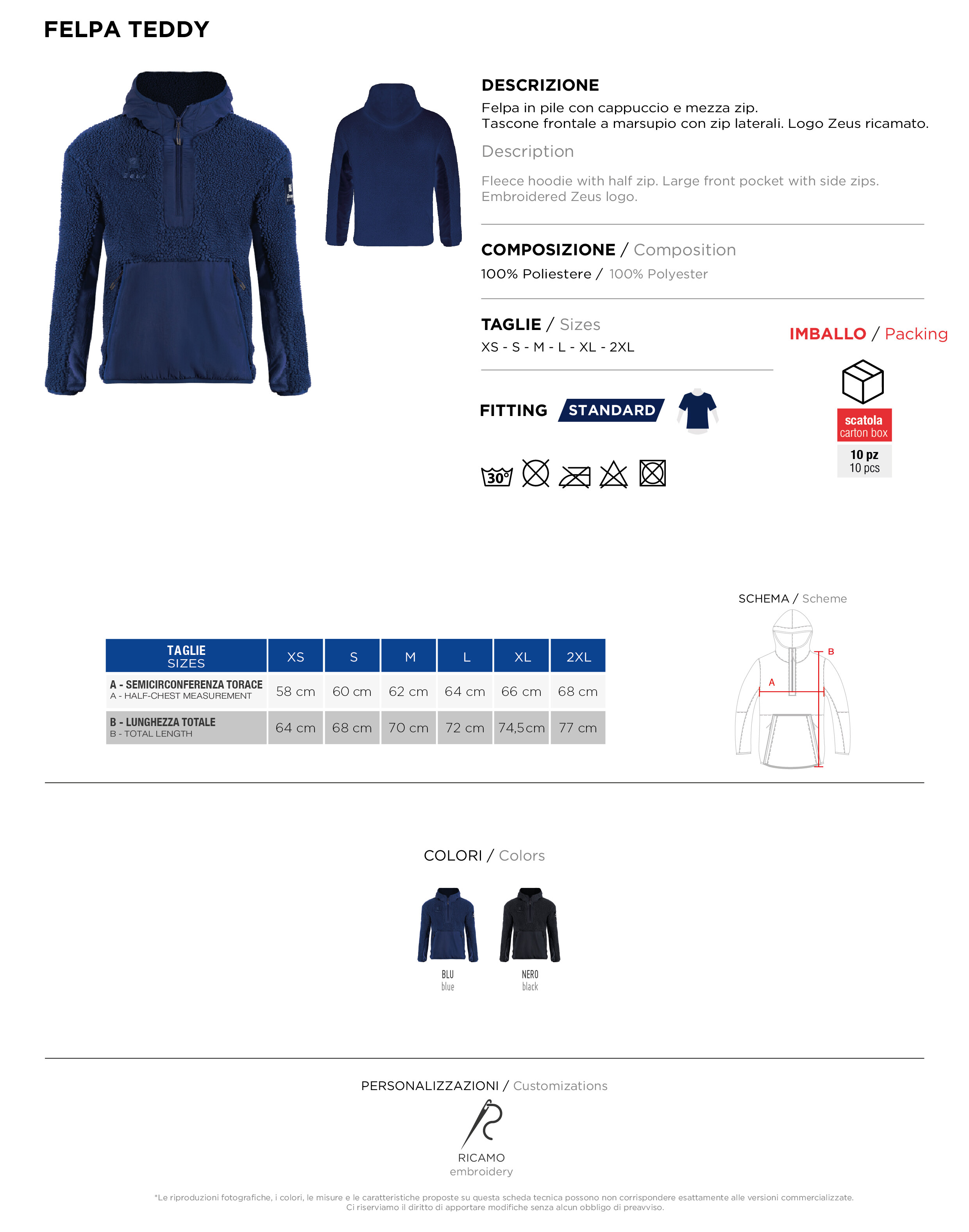Scheda tecnica – FELPA TEDDY