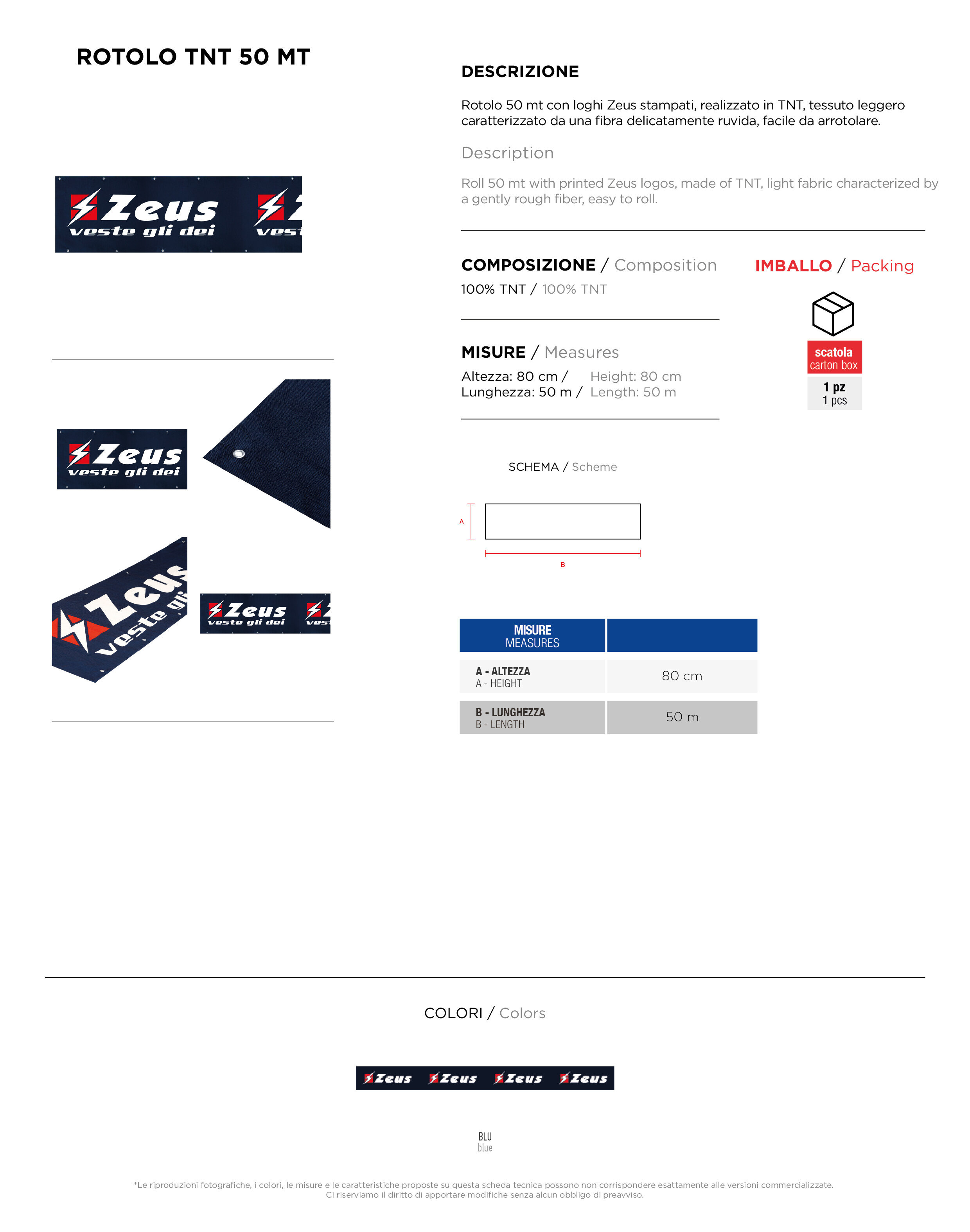 Scheda tecnica – ROTOLO TNT 50 MT