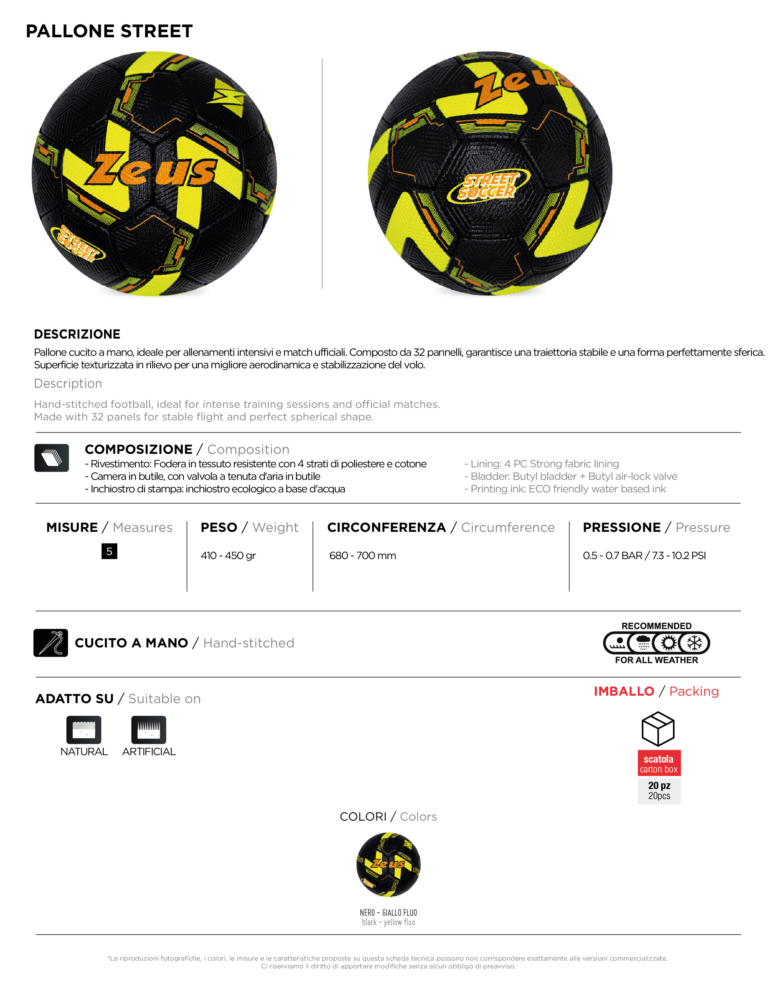 Scheda tecnica – PALLONE STREET
