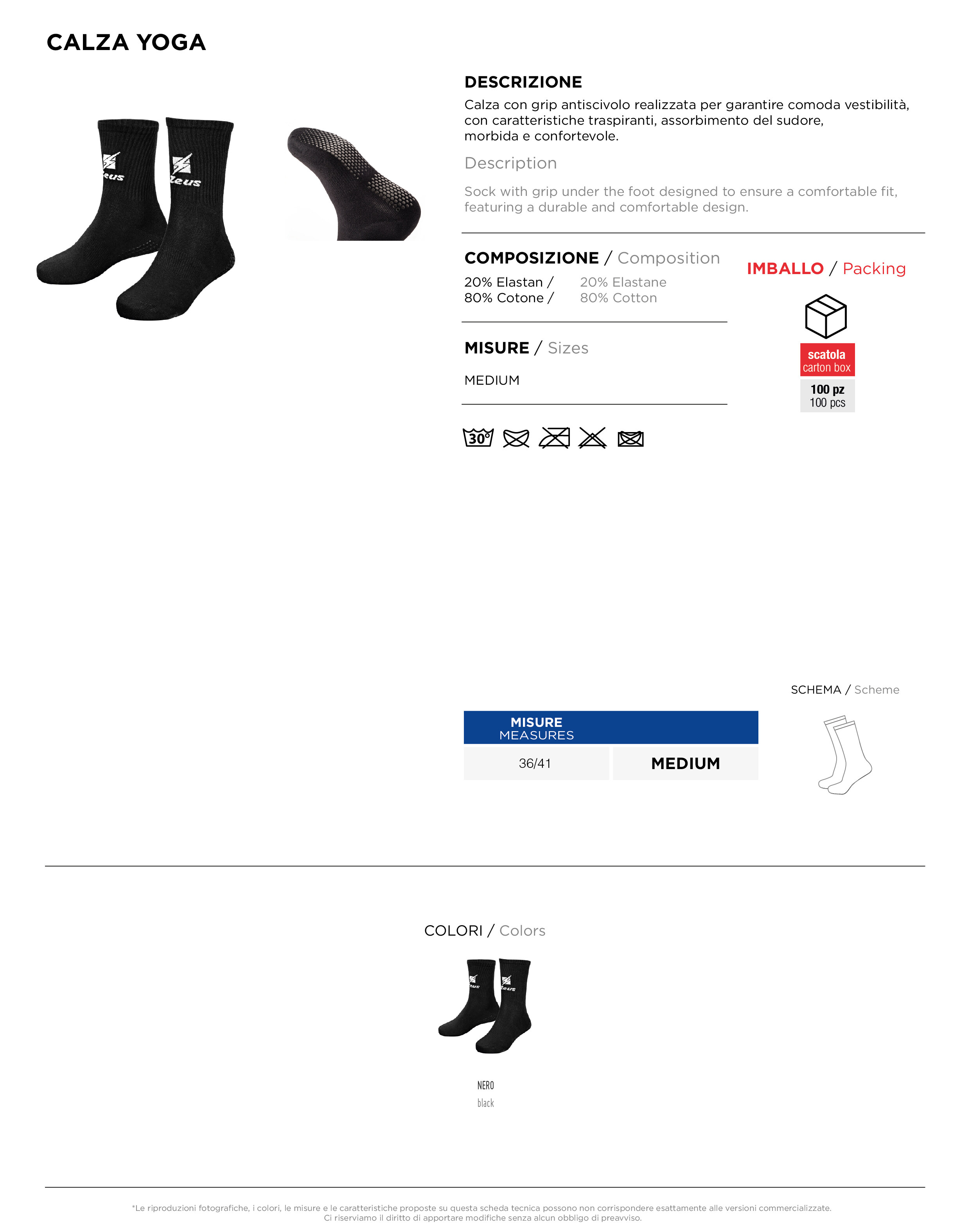 Scheda tecnica – CALZA YOGA
