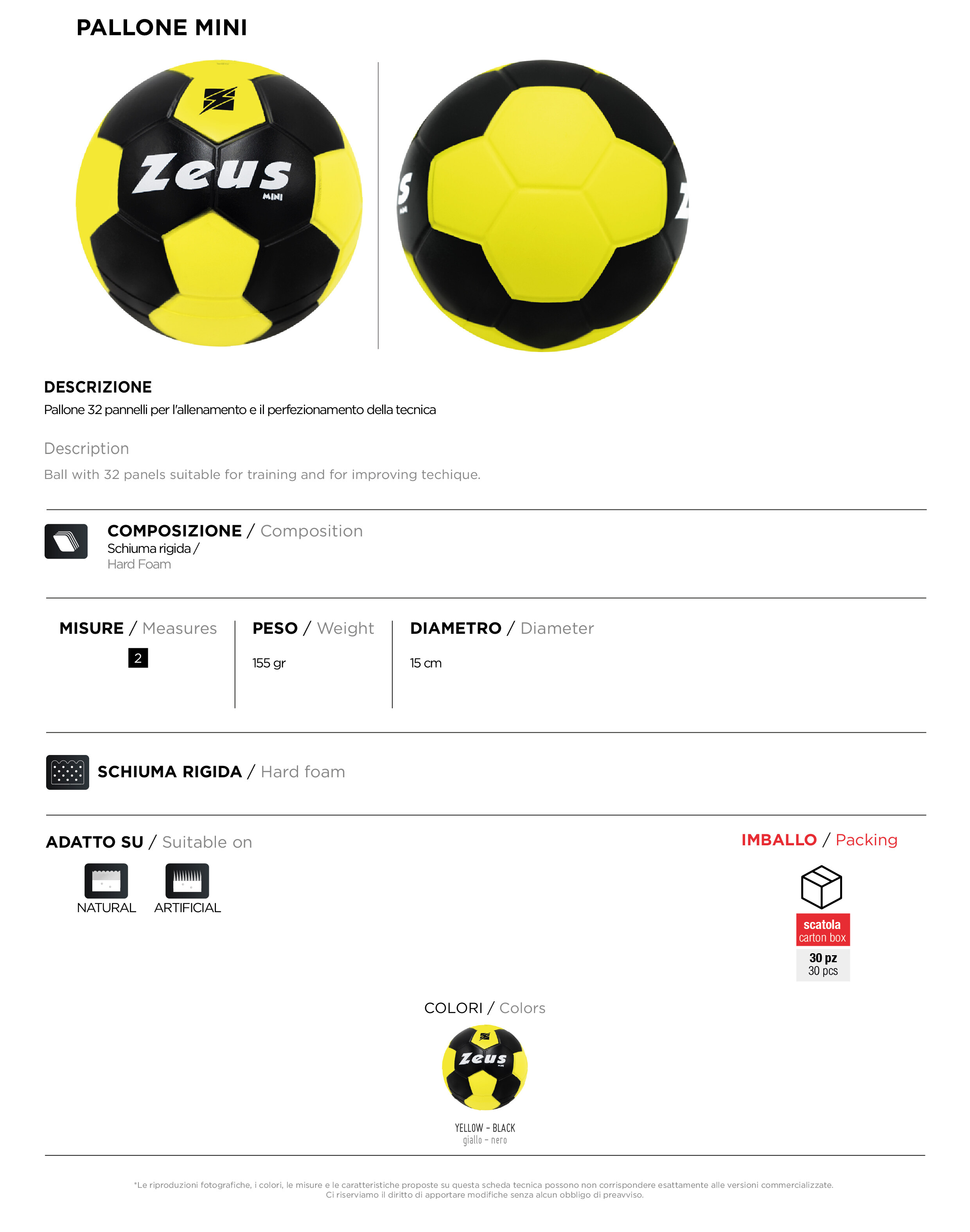 Scheda tecnica – PALLONE MINI