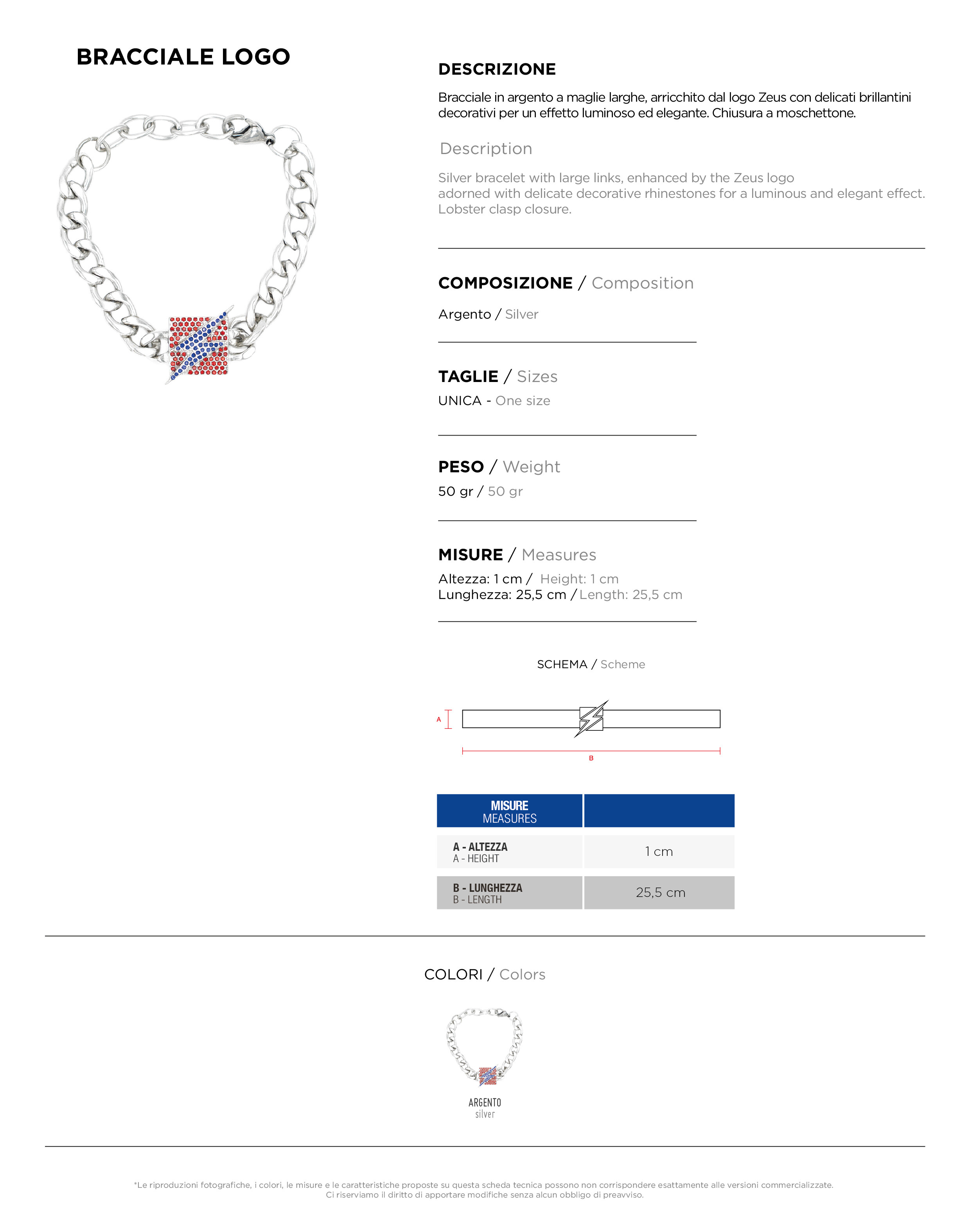 Scheda tecnica – BRACCIALE LOGO