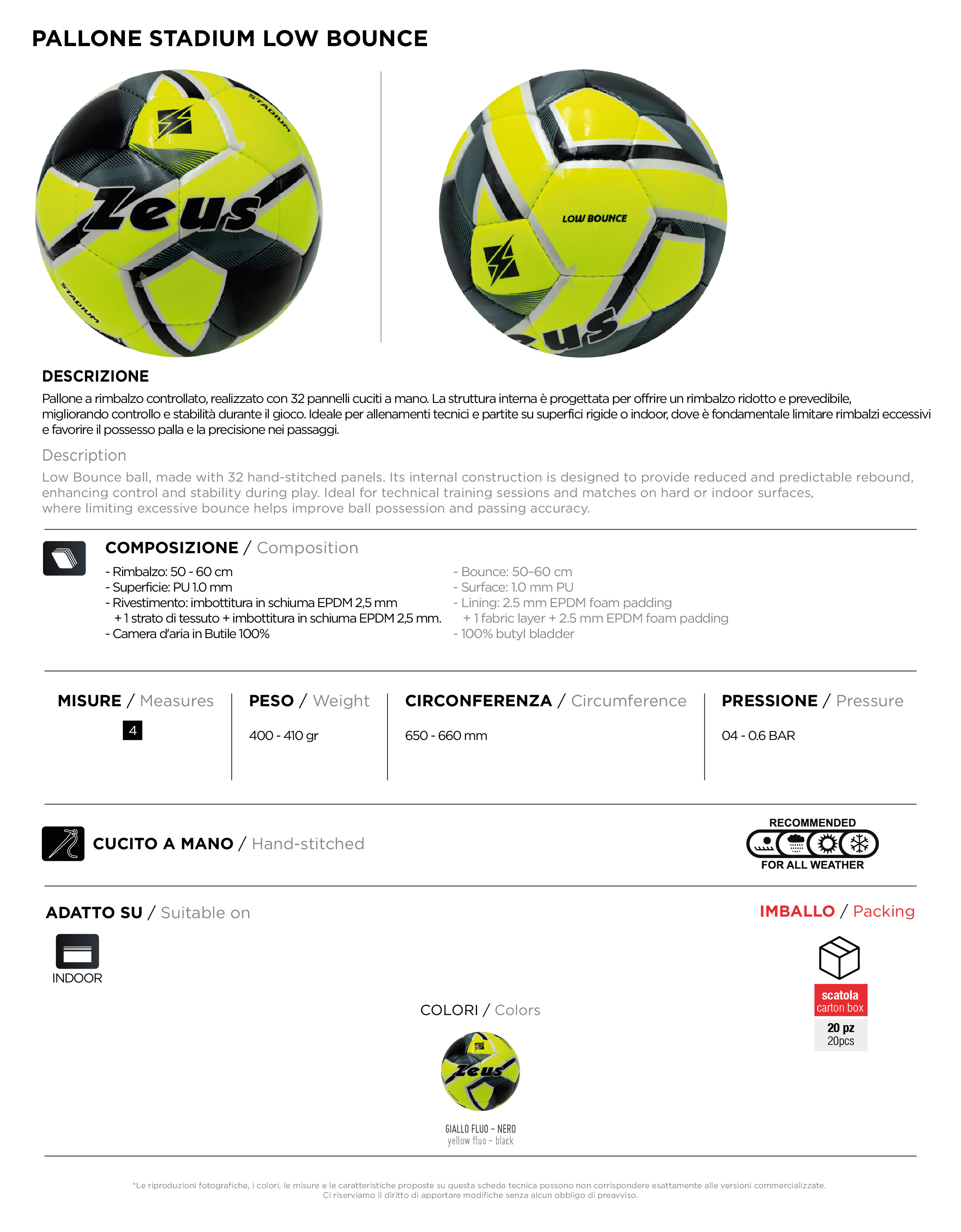 Scheda tecnica – PALLONE STADIUM-RC