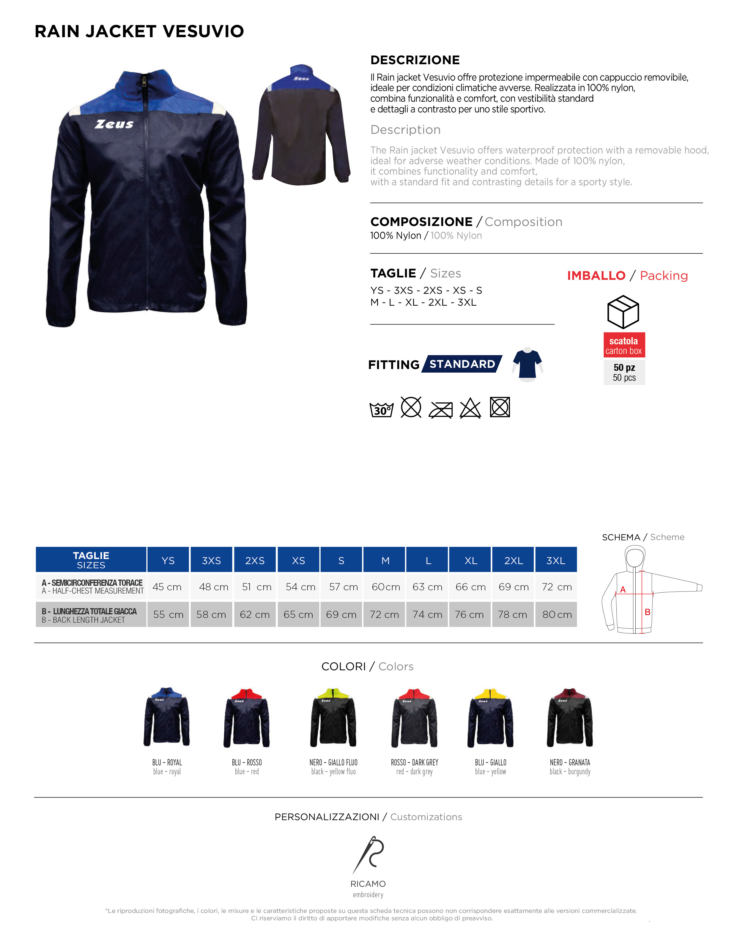 Scheda tecnica – RAIN JACKET VESUVIO