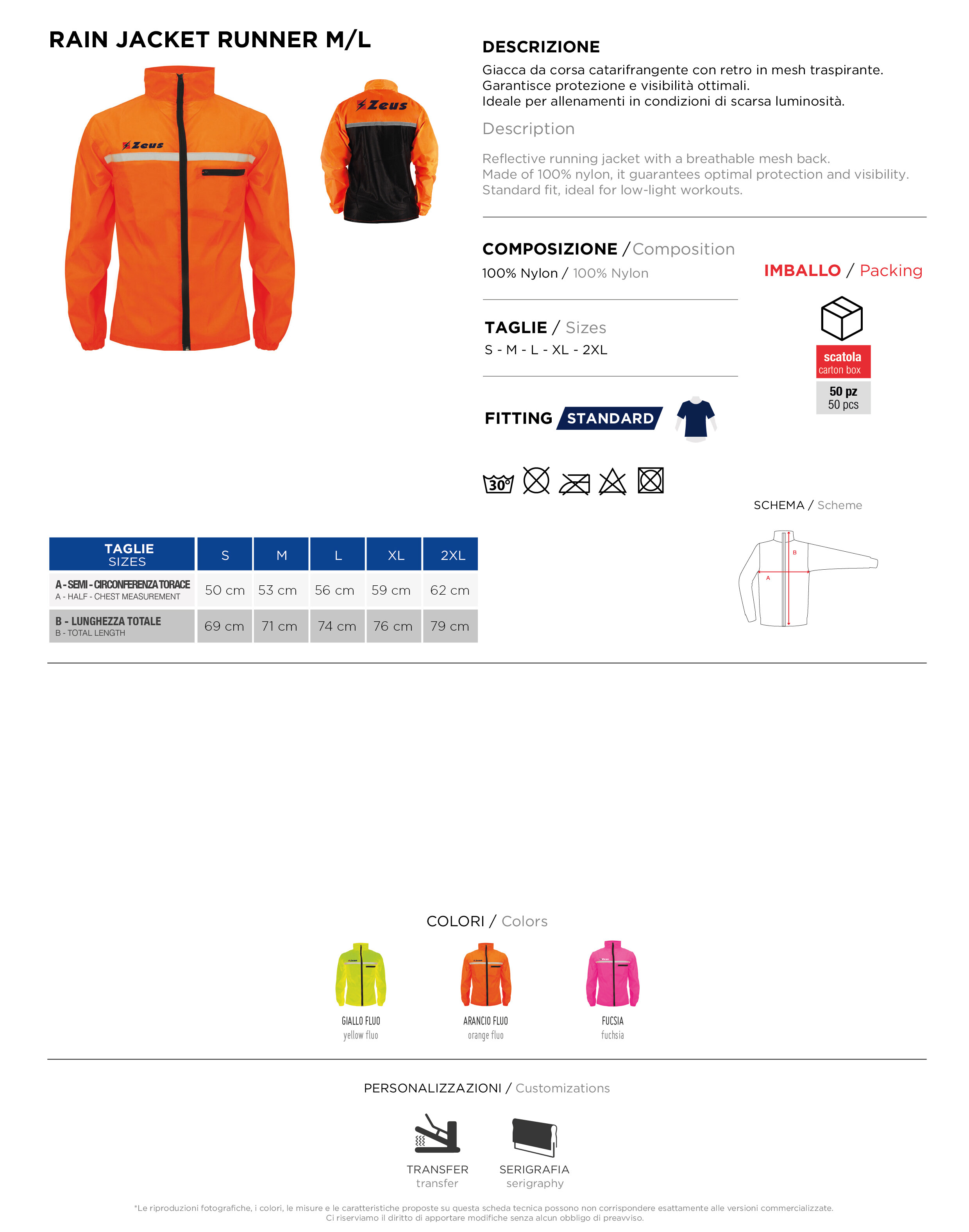 Scheda tecnica – RAIN JACKET RUNNER ML