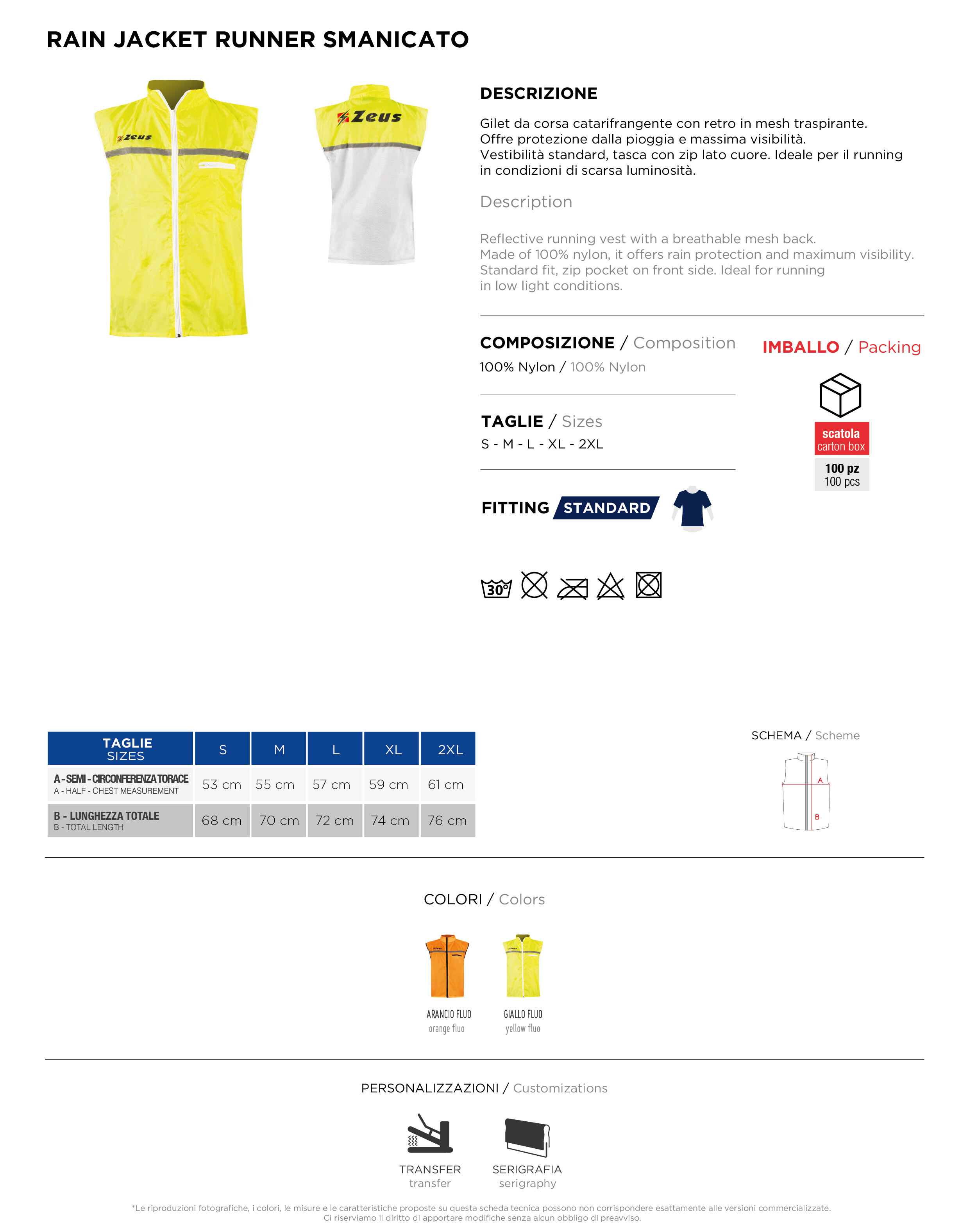 Scheda tecnica – RAIN JACKET RUNNER SM