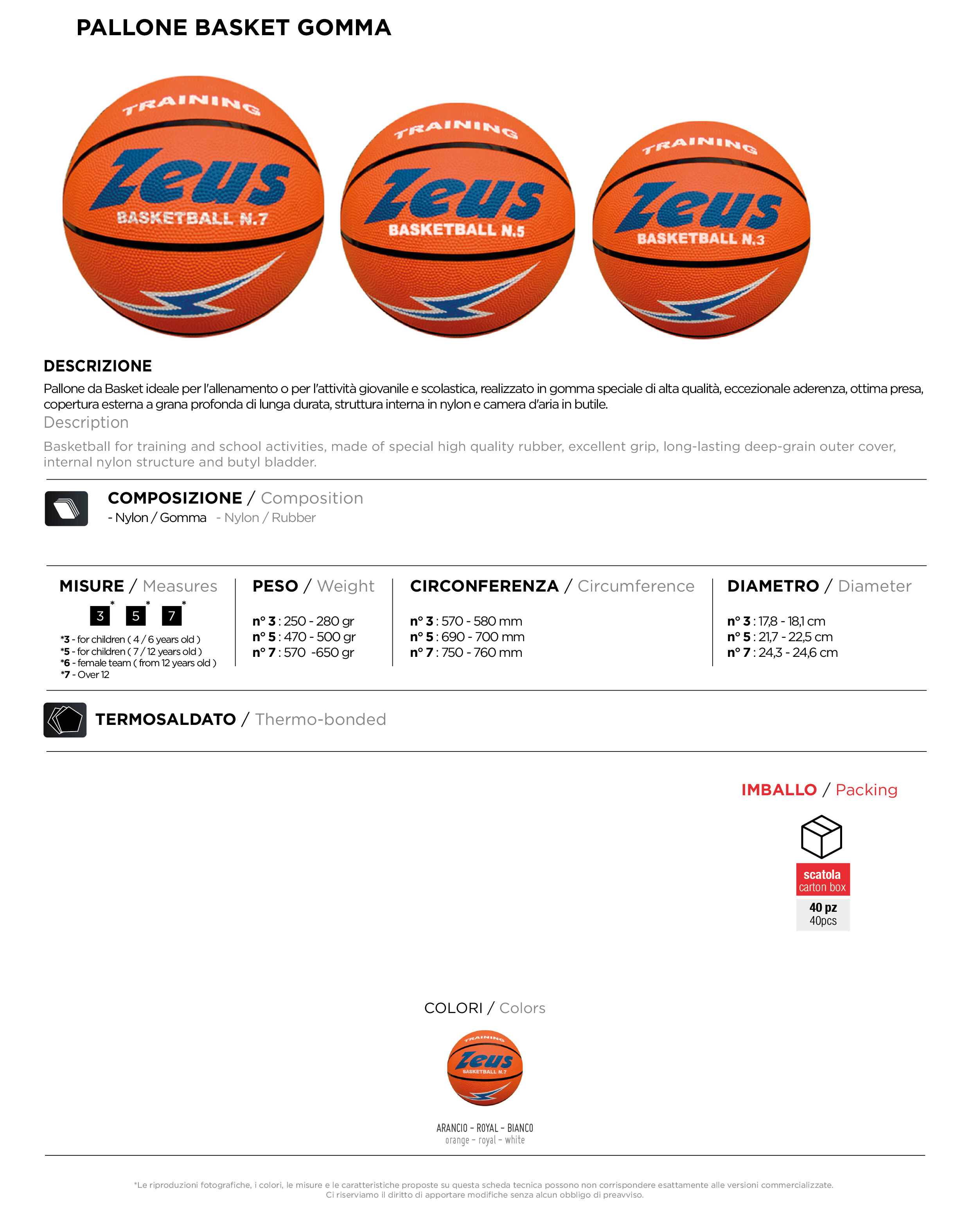 Scheda tecnica – PALLONE BASKET GOMMA
