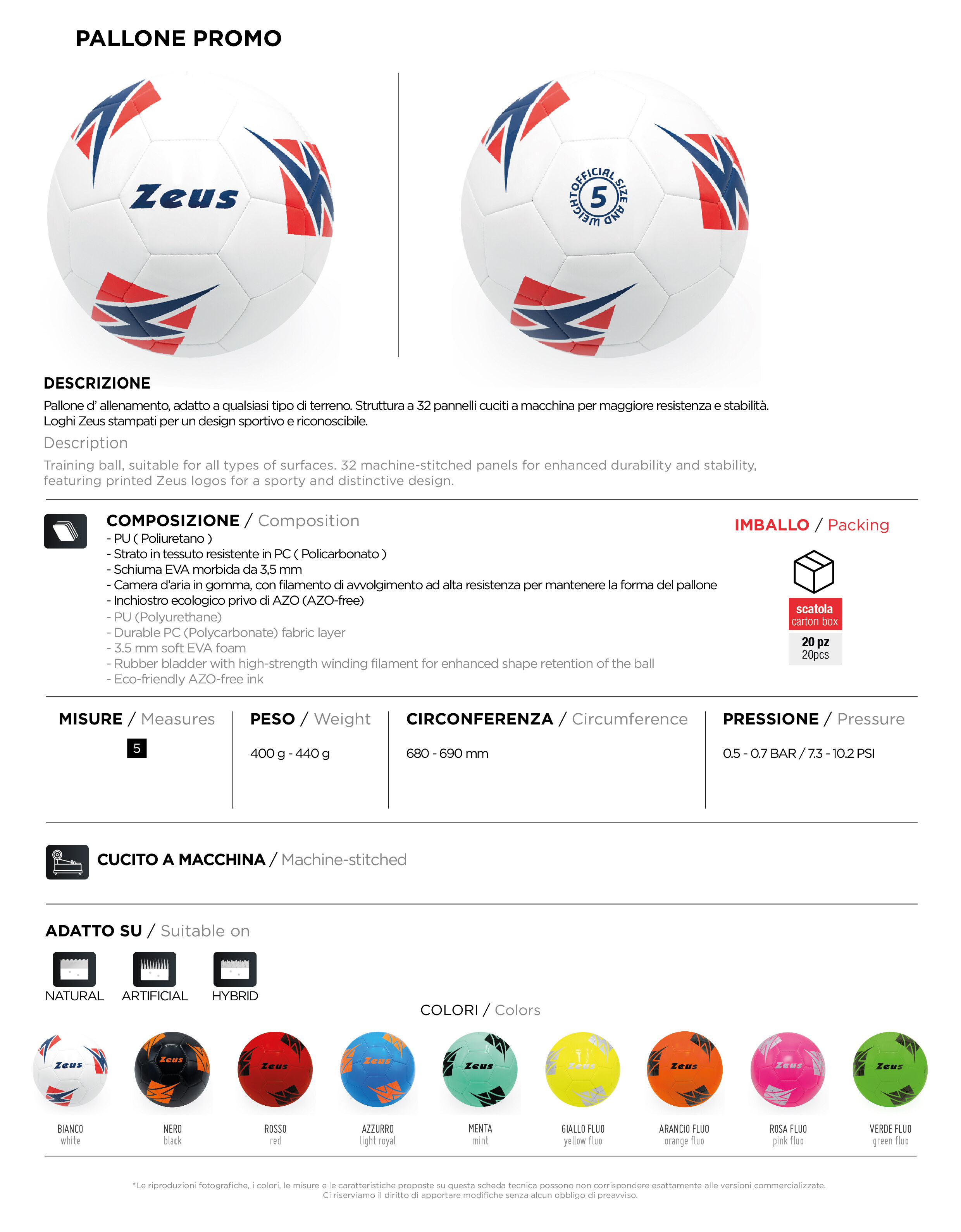 Scheda tecnica – PALLONE PROMO