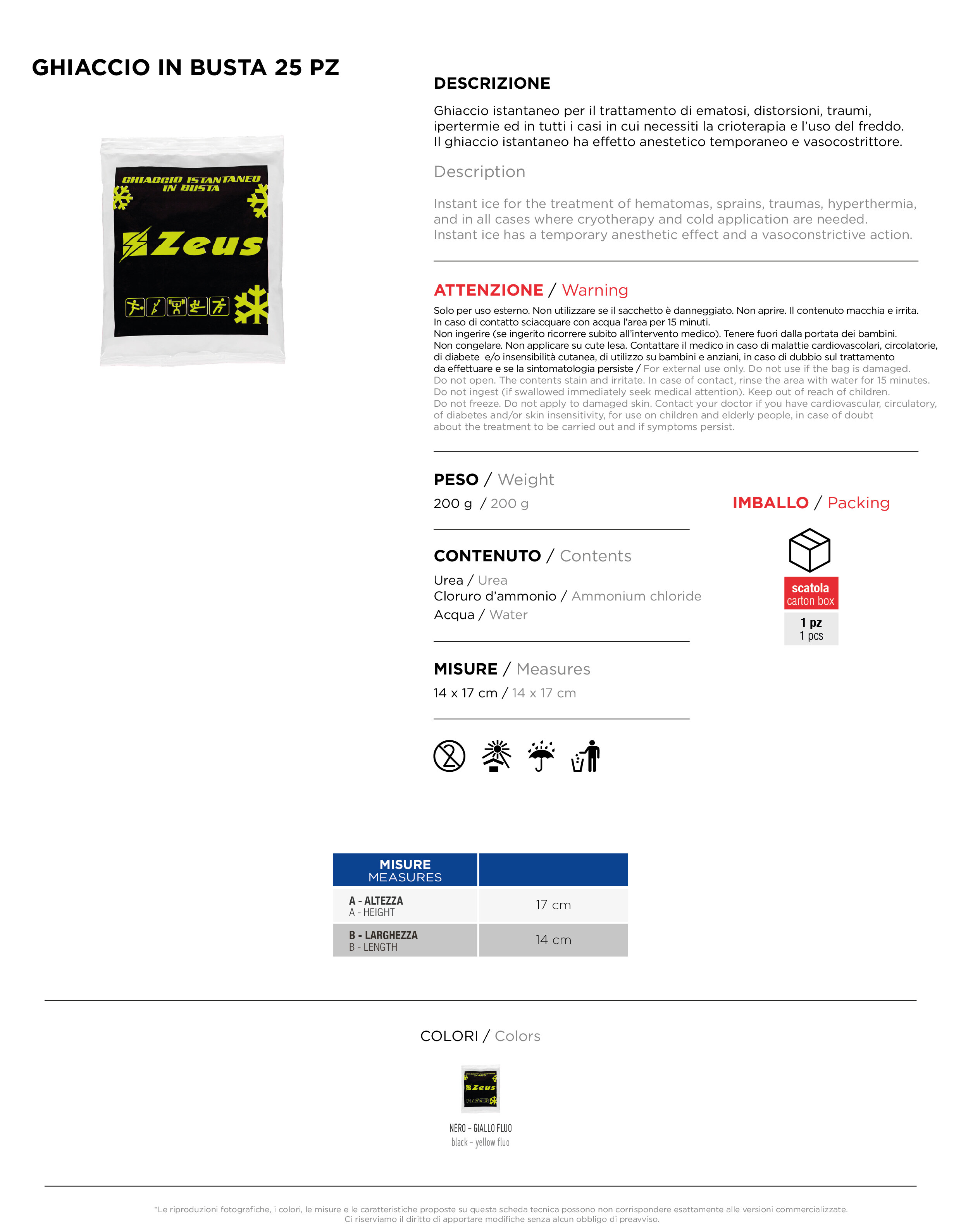 Scheda tecnica – Ghiaccio in busta